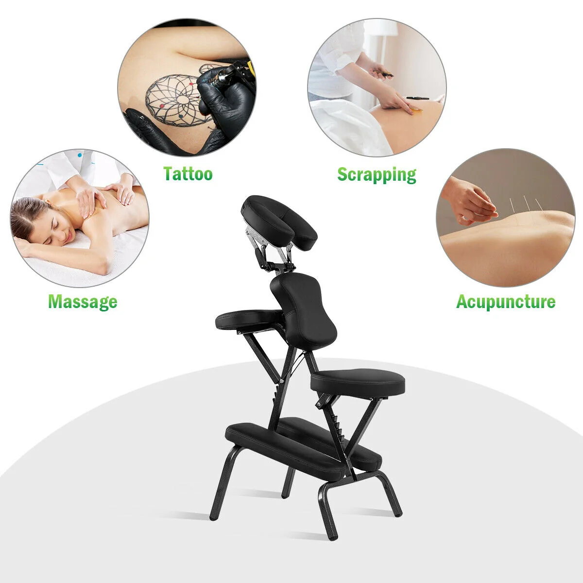 PU Leather Pad Travel Massage Chair, With Carrying Bag, Black - Image 7