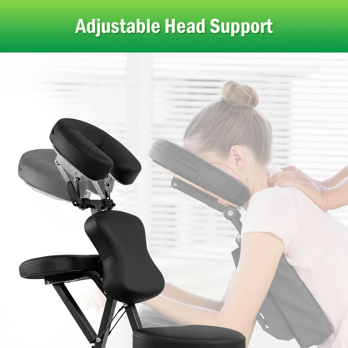 PU Leather Pad Travel Massage Chair, With Carrying Bag, Black - Image 8