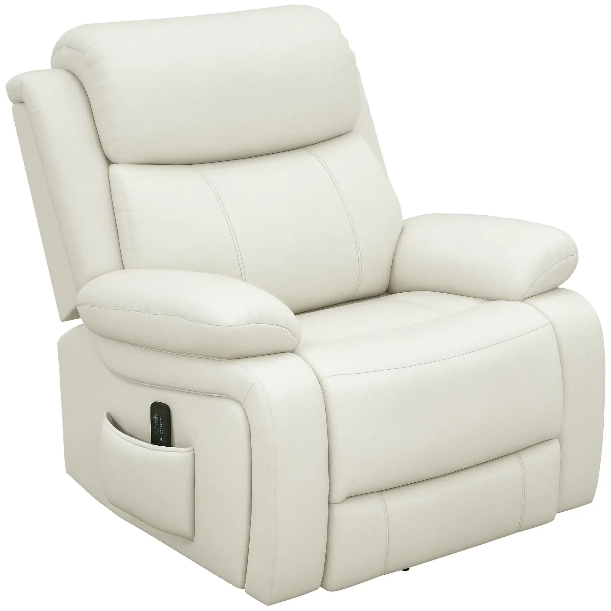 PU Leather Recliner Chair, Vibration Massage, Swivel Rocking, Remote, Cream White - Image 11