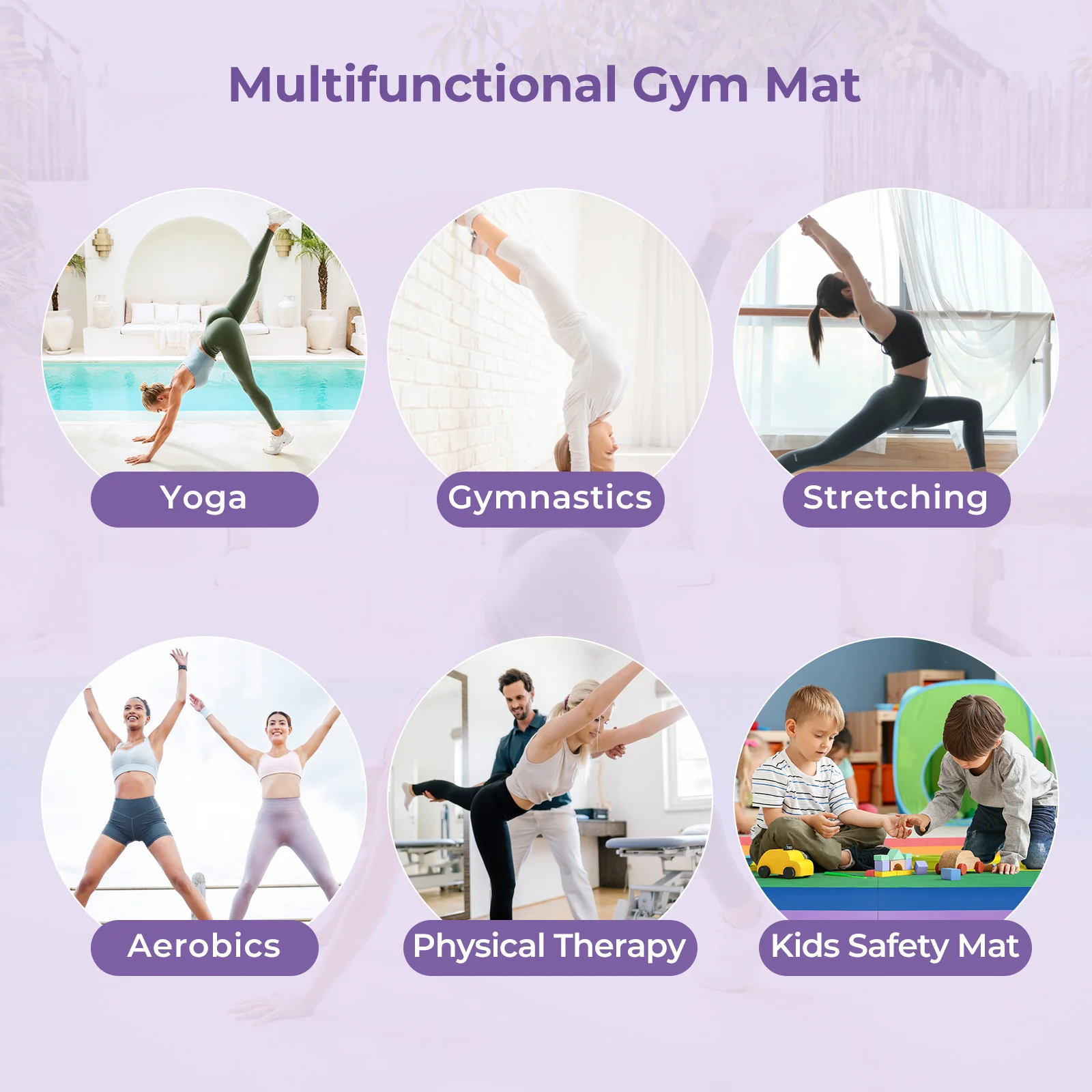 PU Leather Tri-Folding Gymnastics Mat, With Carrying Handles, Multicolor - Image 9