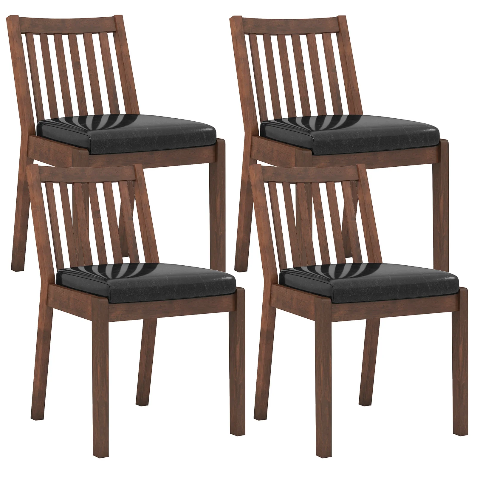 PU Leather Upholstered Dining Chair with Padded Seat Set of 4, Espresso