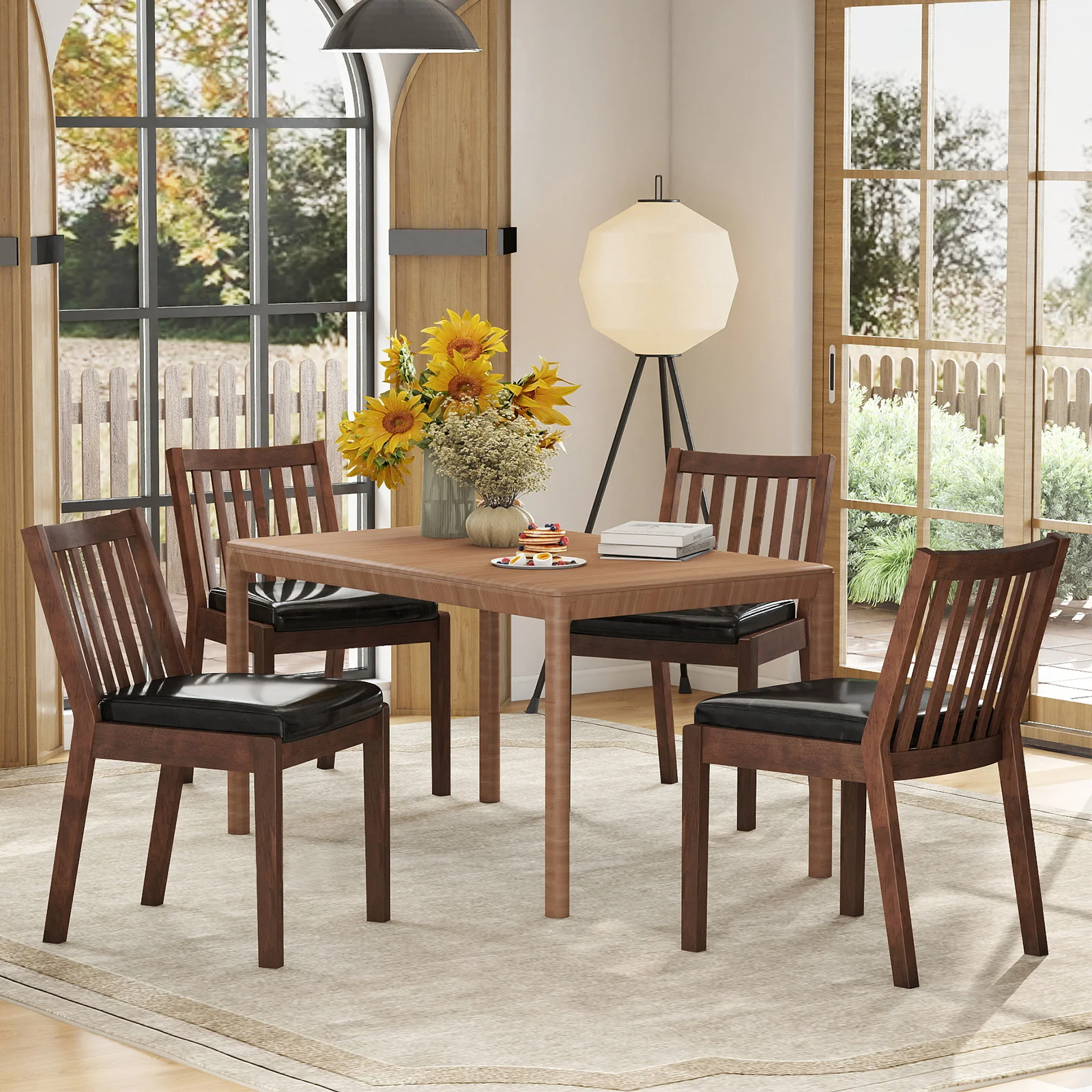 PU Leather Upholstered Dining Chair with Padded Seat Set of 4, Espresso - Image 3