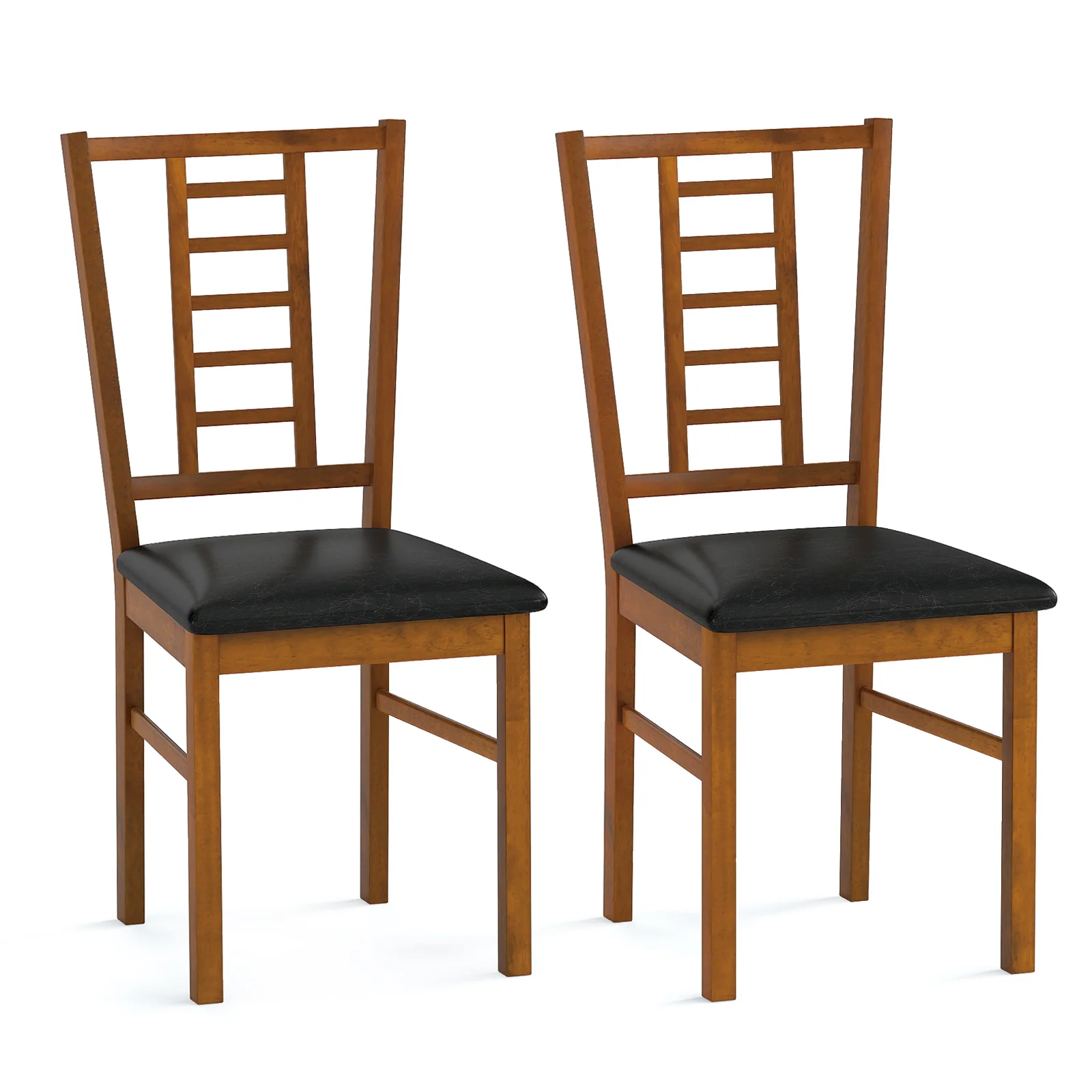 PU Leather Upholstered Wood Dining Chairs Set of 2, Walnut - Image 3