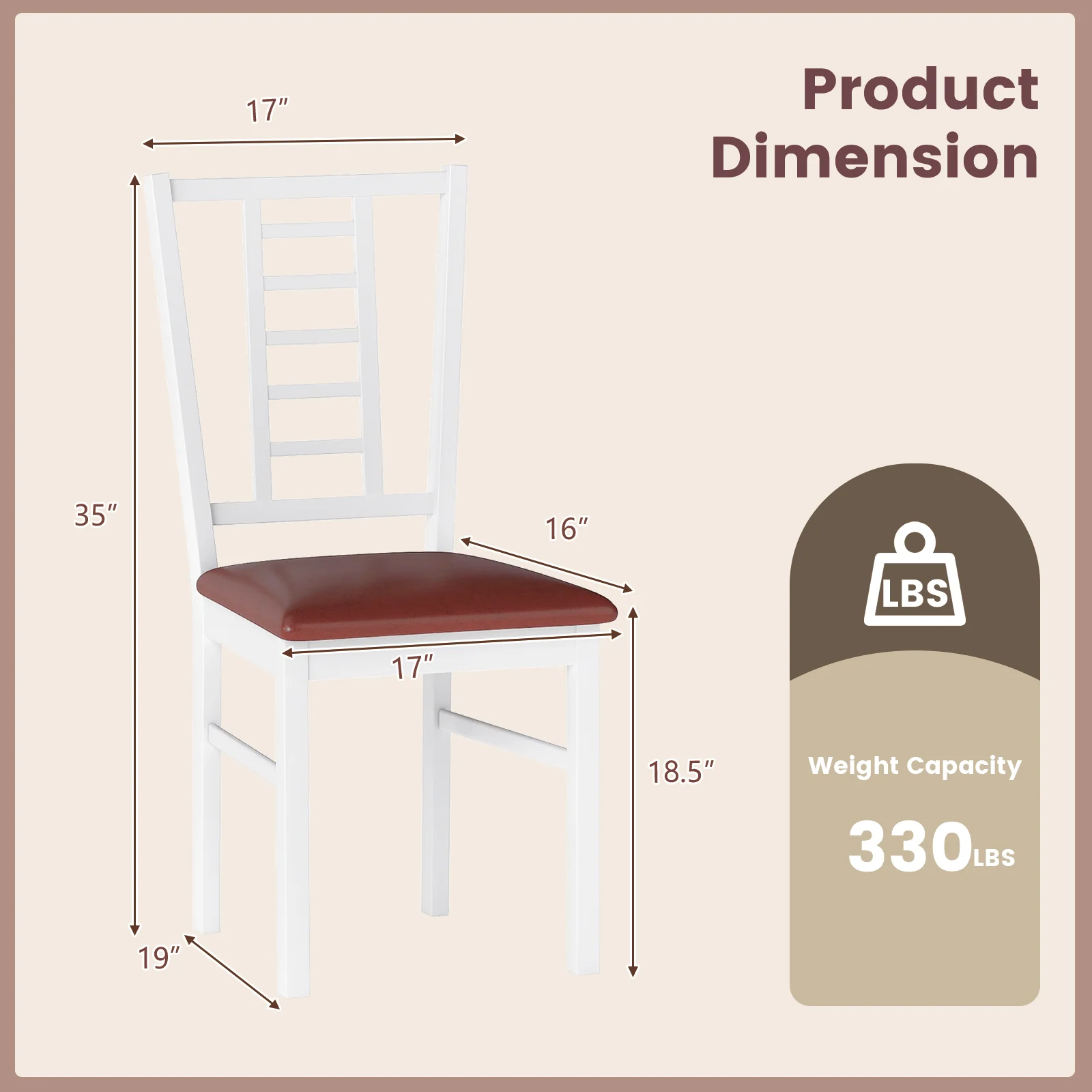 PU Leather Upholstered Wood Dining Chairs Set of 4, White - Image 6