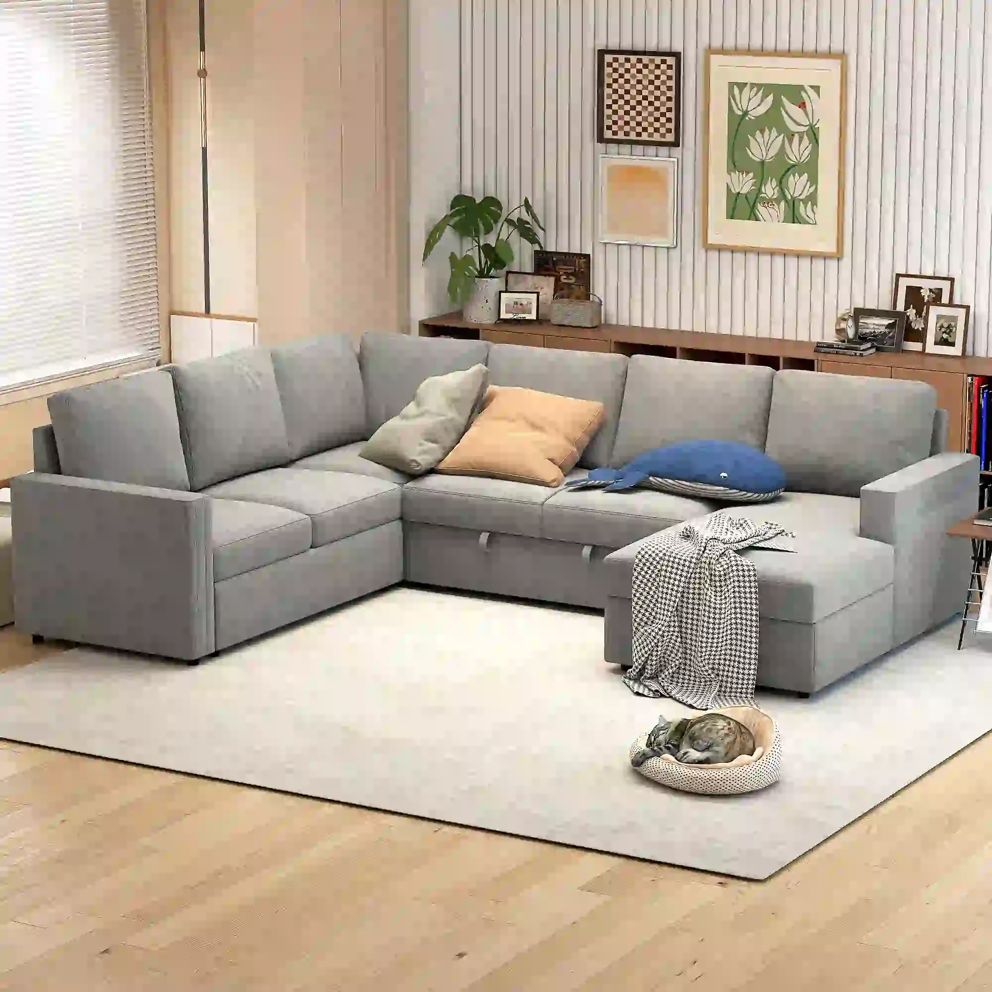 Pull Out Sofa Bed, Sleeper Couch with Storage, Velvet Upholstery, Velvet - Image 2
