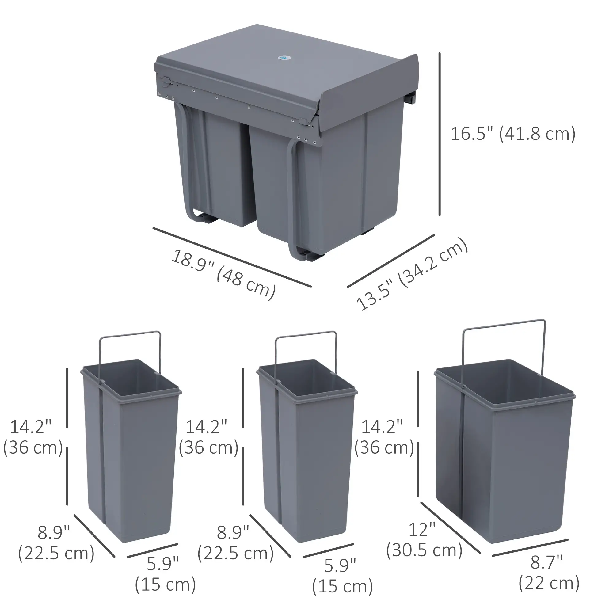 Pull Out Trash Can, 10.6 Gallon, Under Cabinet Slide Out Garbage Can, Grey - Image 3