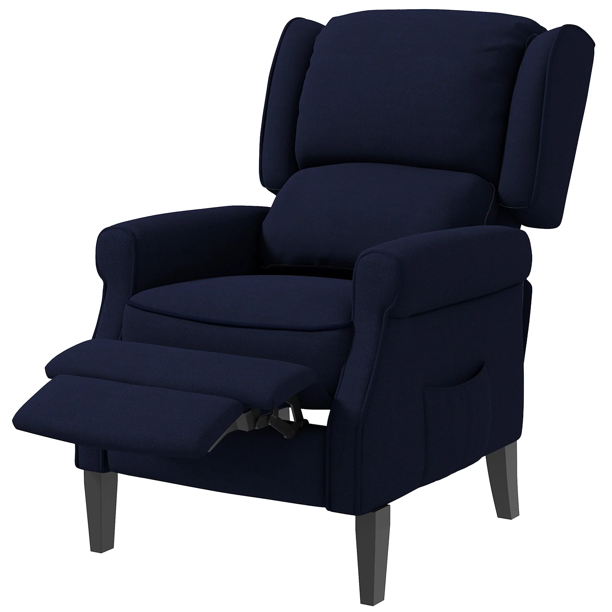 Push Back Recliner Chair, Vibration Massage, Extendable Footrest, Remote, Pocket, Blue - Image 11