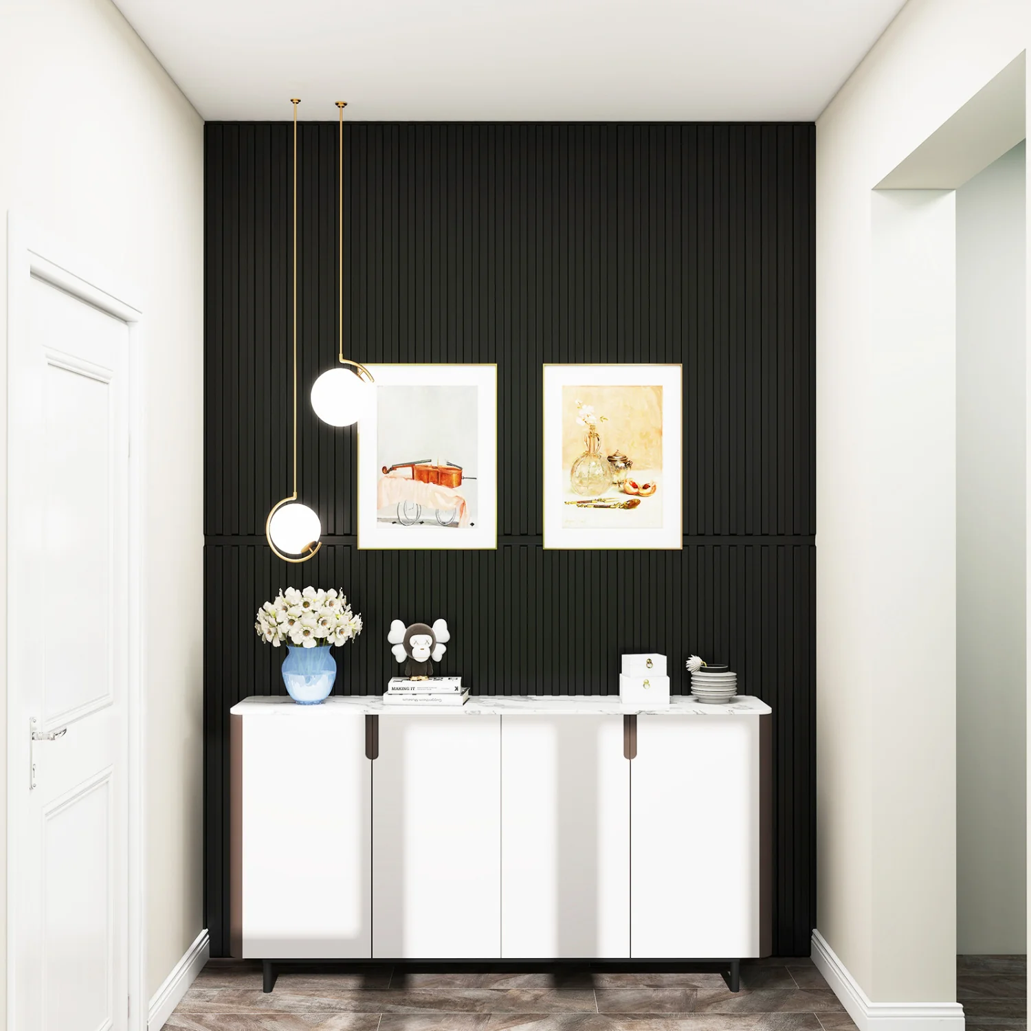 PVC Slat Wall Panels, 24-Pack, Interior Wall Decoration, Black - Image 3
