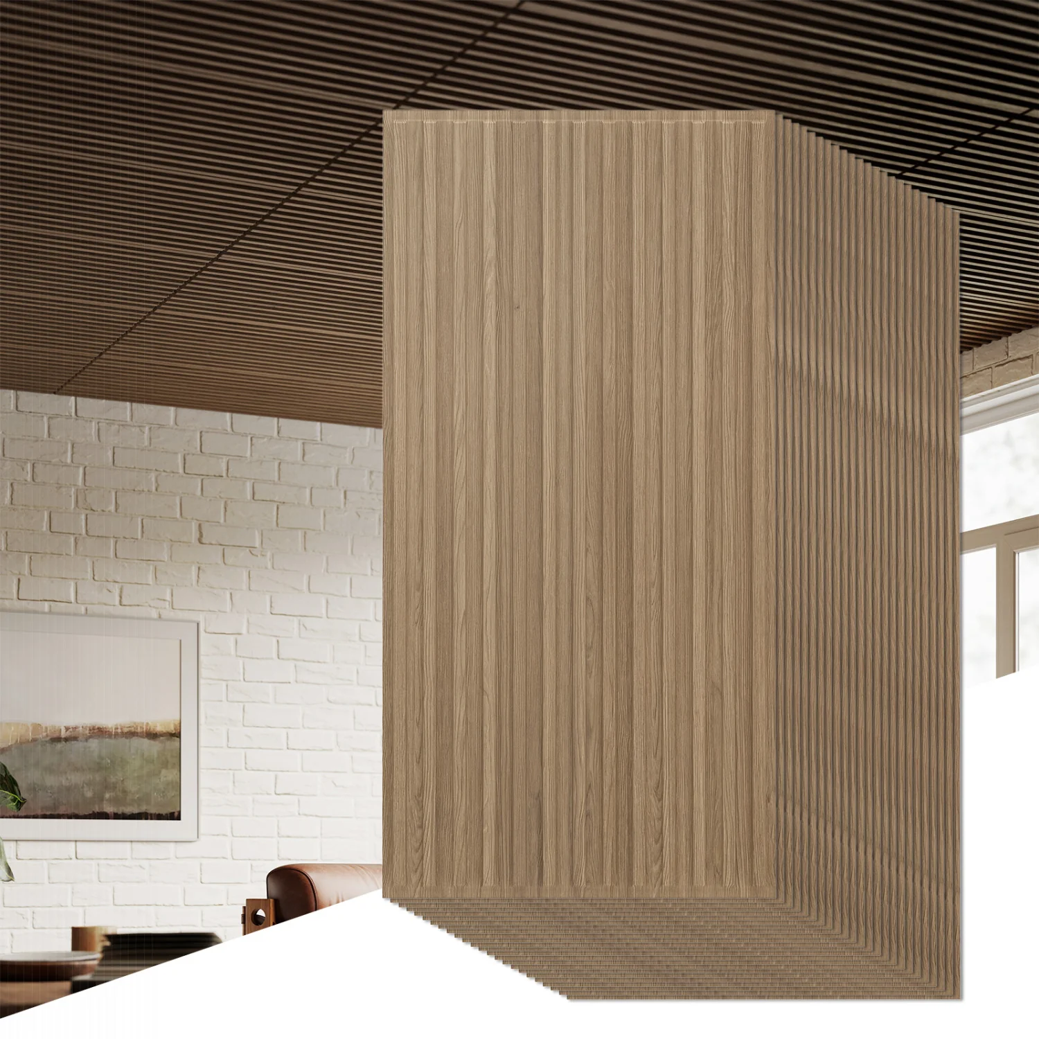 PVC Slat Wall Panels, 24-Pack, Interior Wall Decor, Walnut