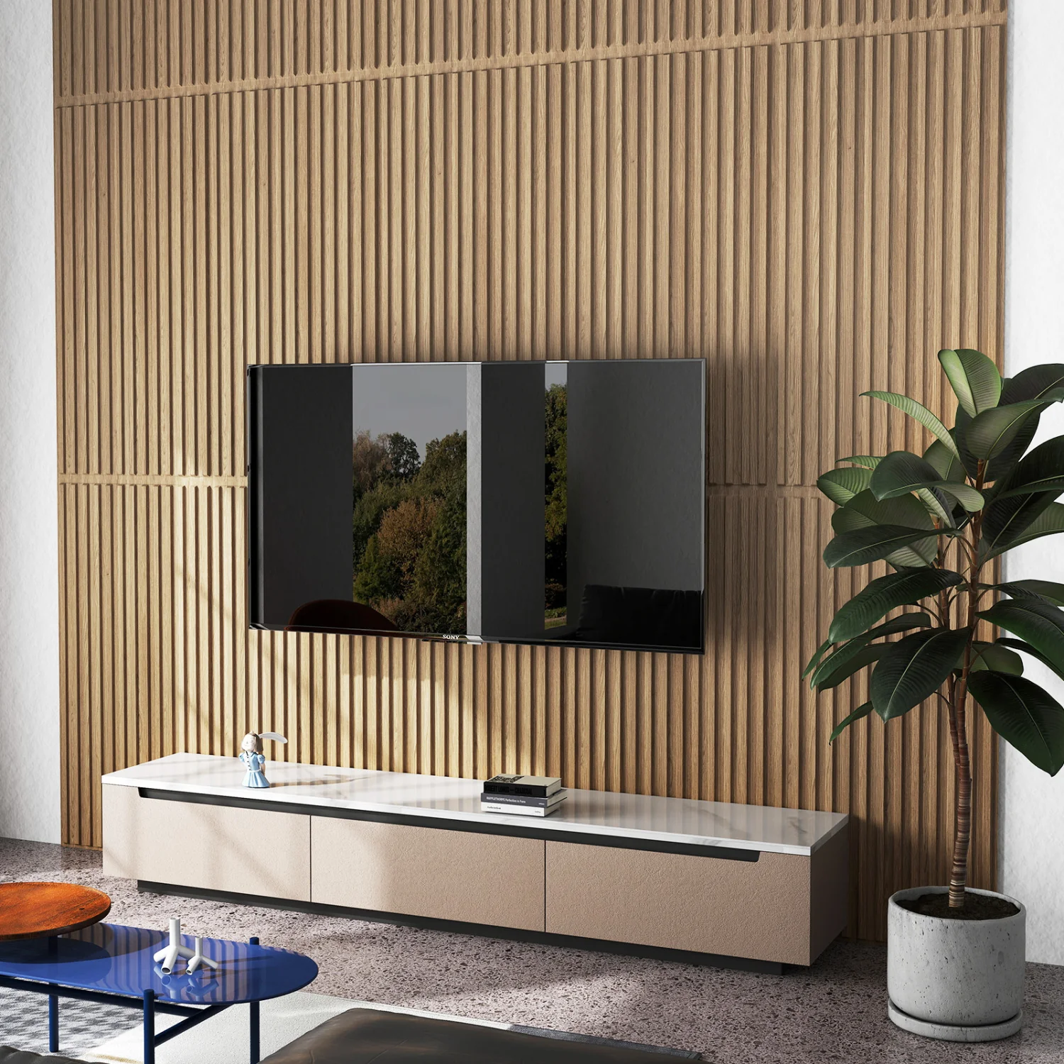 PVC Slat Wall Panels, 24-Pack, Interior Wall Decor, Walnut - Image 2