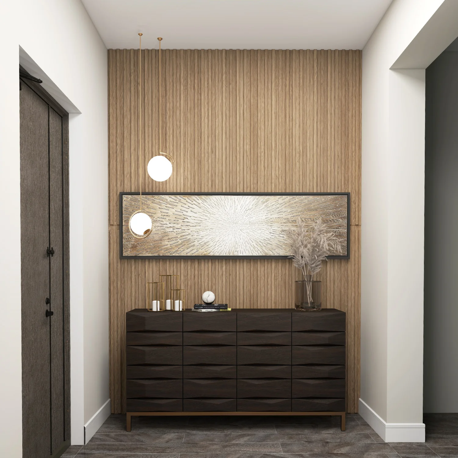 PVC Slat Wall Panels, 24-Pack, Interior Wall Decor, Walnut - Image 3