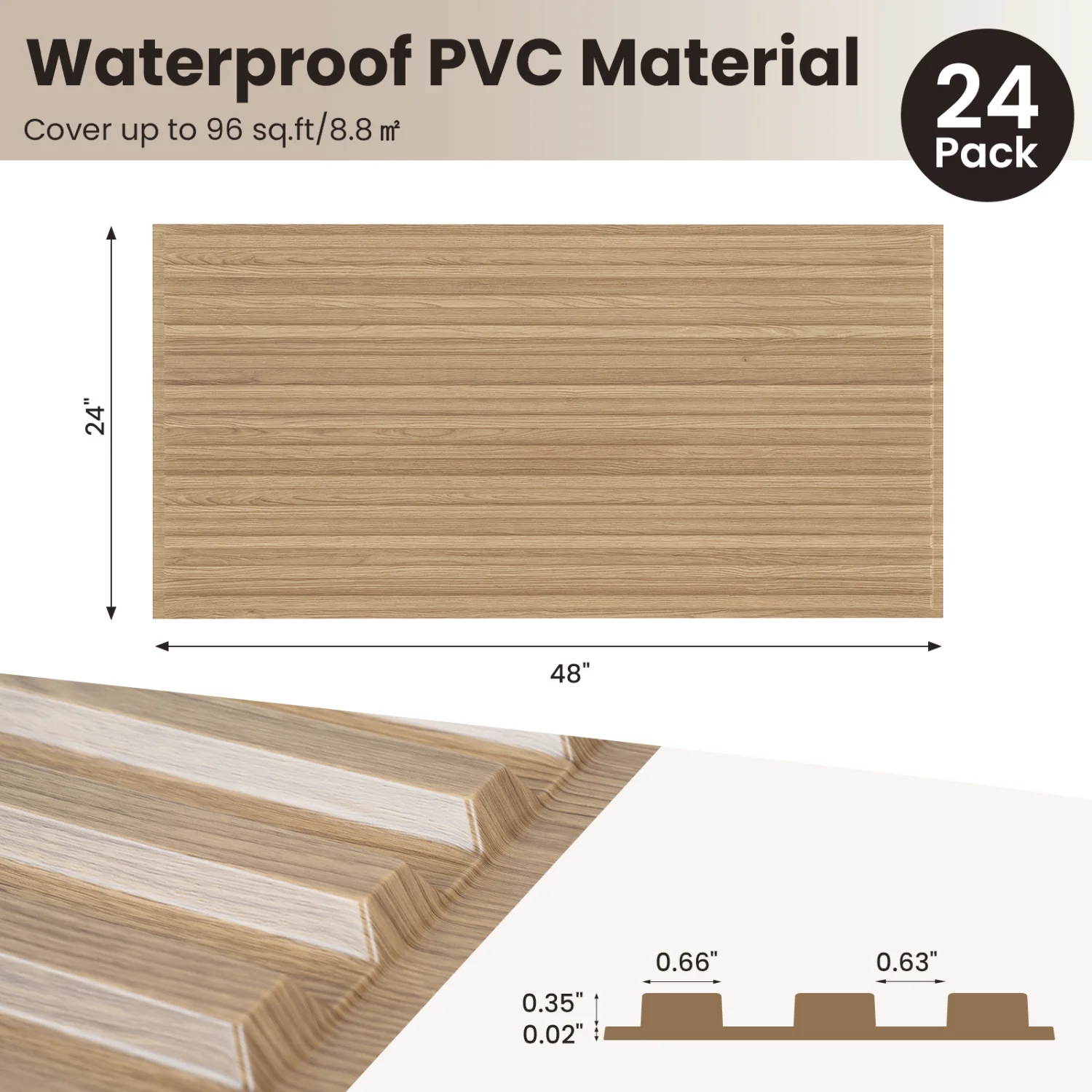 PVC Slat Wall Panels, 24-Pack, Interior Wall Decor, Walnut - Image 4