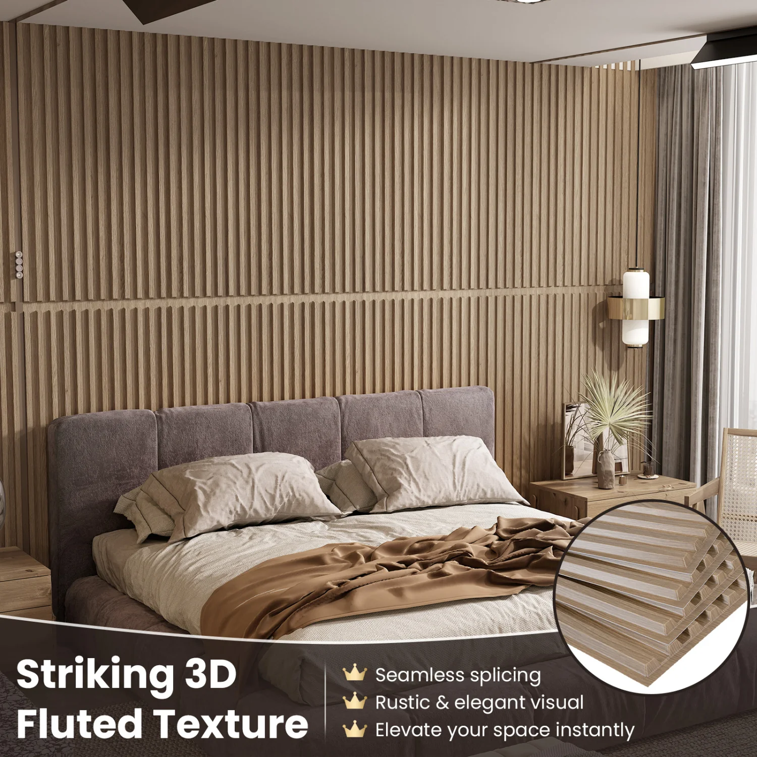PVC Slat Wall Panels, 24-Pack, Interior Wall Decor, Walnut - Image 7