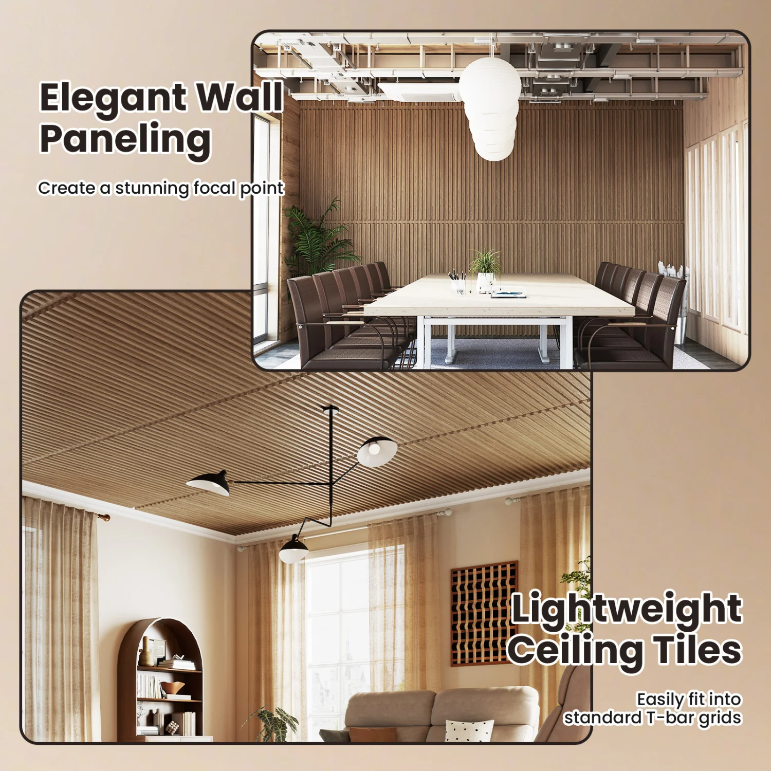 PVC Slat Wall Panels, 24-Pack, Interior Wall Decor, Walnut - Image 9