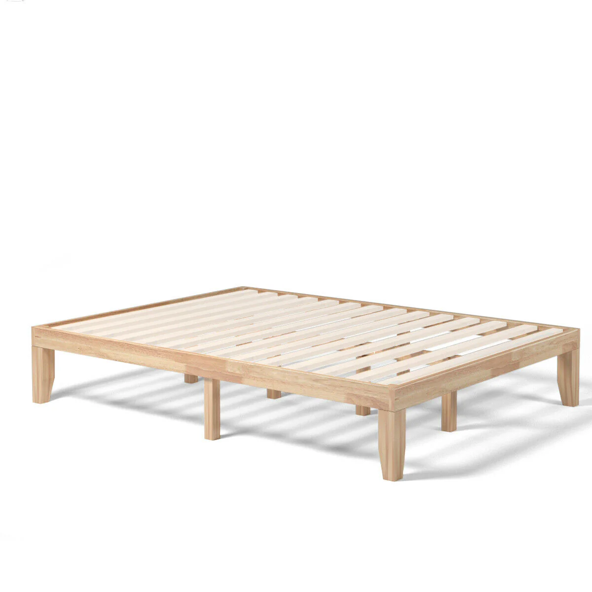 Queen Size 14 Inch Wooden Bed Frame, Natural - Image 4