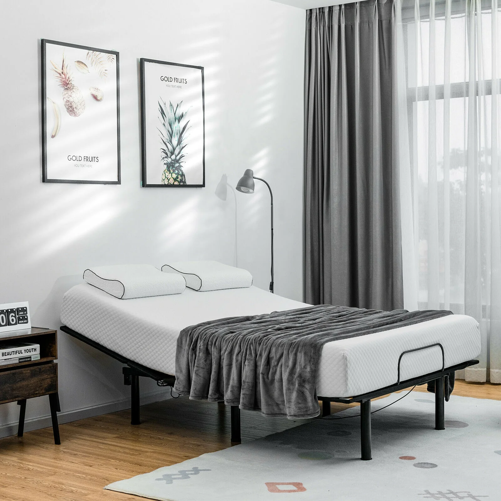 Queen Size Adjustable Bed Base, Head And Foot Incline, Black - Image 2