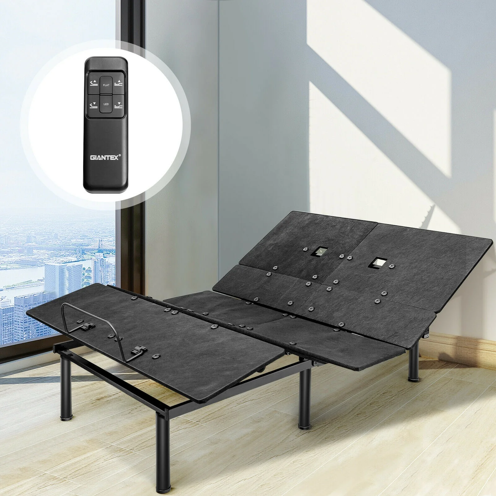 Queen Size Adjustable Bed Base, Head And Foot Incline, Black - Image 3
