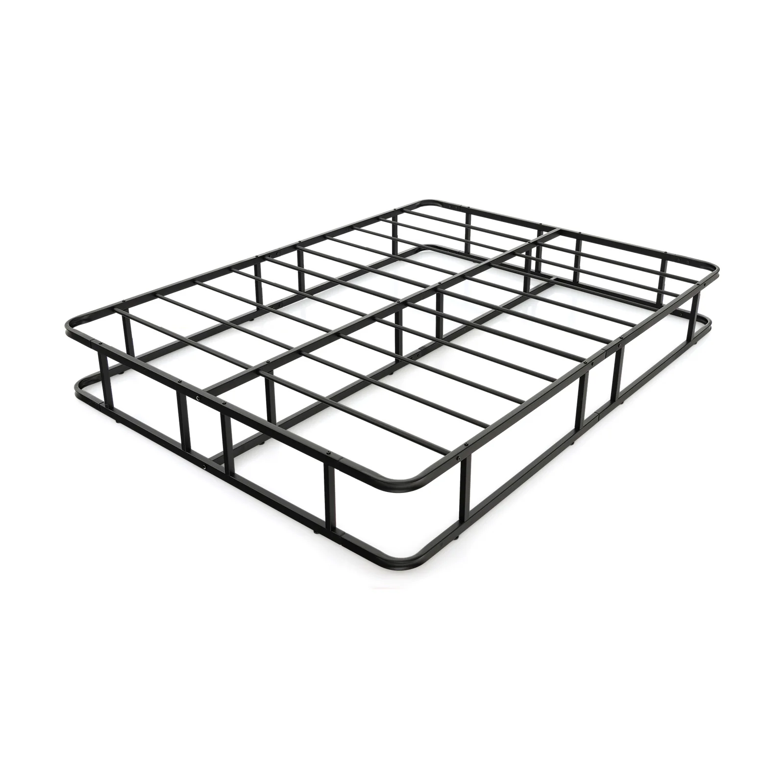 Queen Size Bed Frame, Metal Slat Support, Black