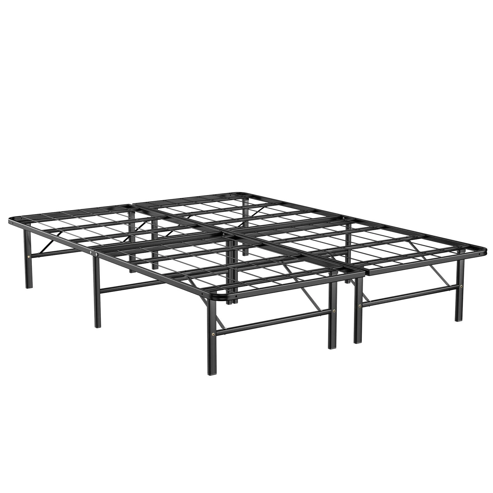 Queen Size Foldable Metal Platform Bed, Tool-Free Assembly, Black - Image 4
