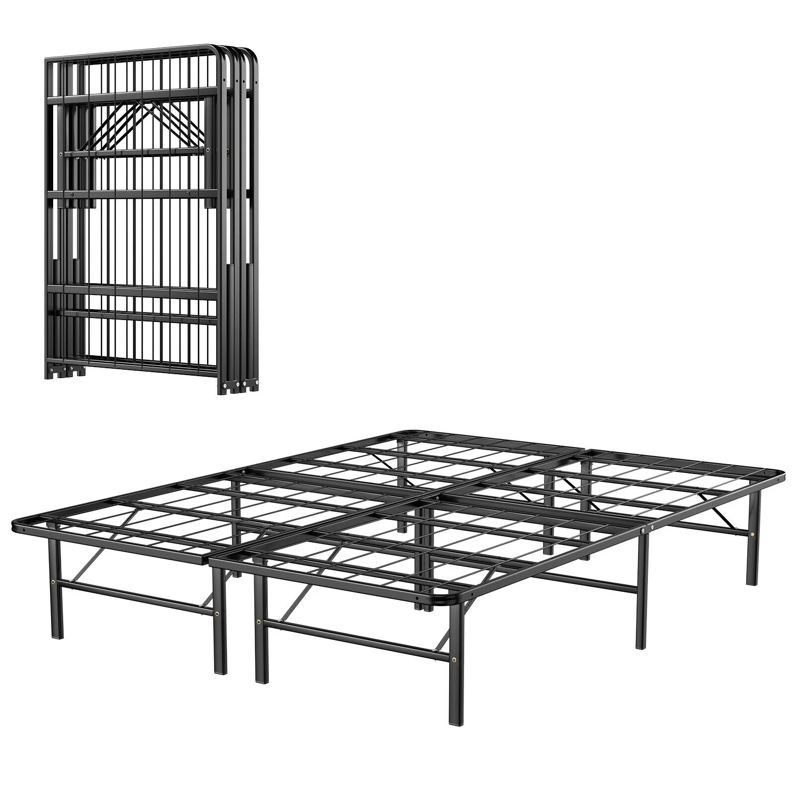 Queen Size Foldable Metal Platform Bed, Tool-Free Assembly, Black - Image 5