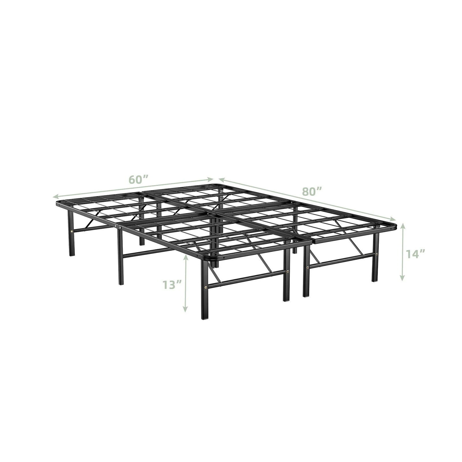 Queen Size Foldable Metal Platform Bed, Tool-Free Assembly, Black - Image 6
