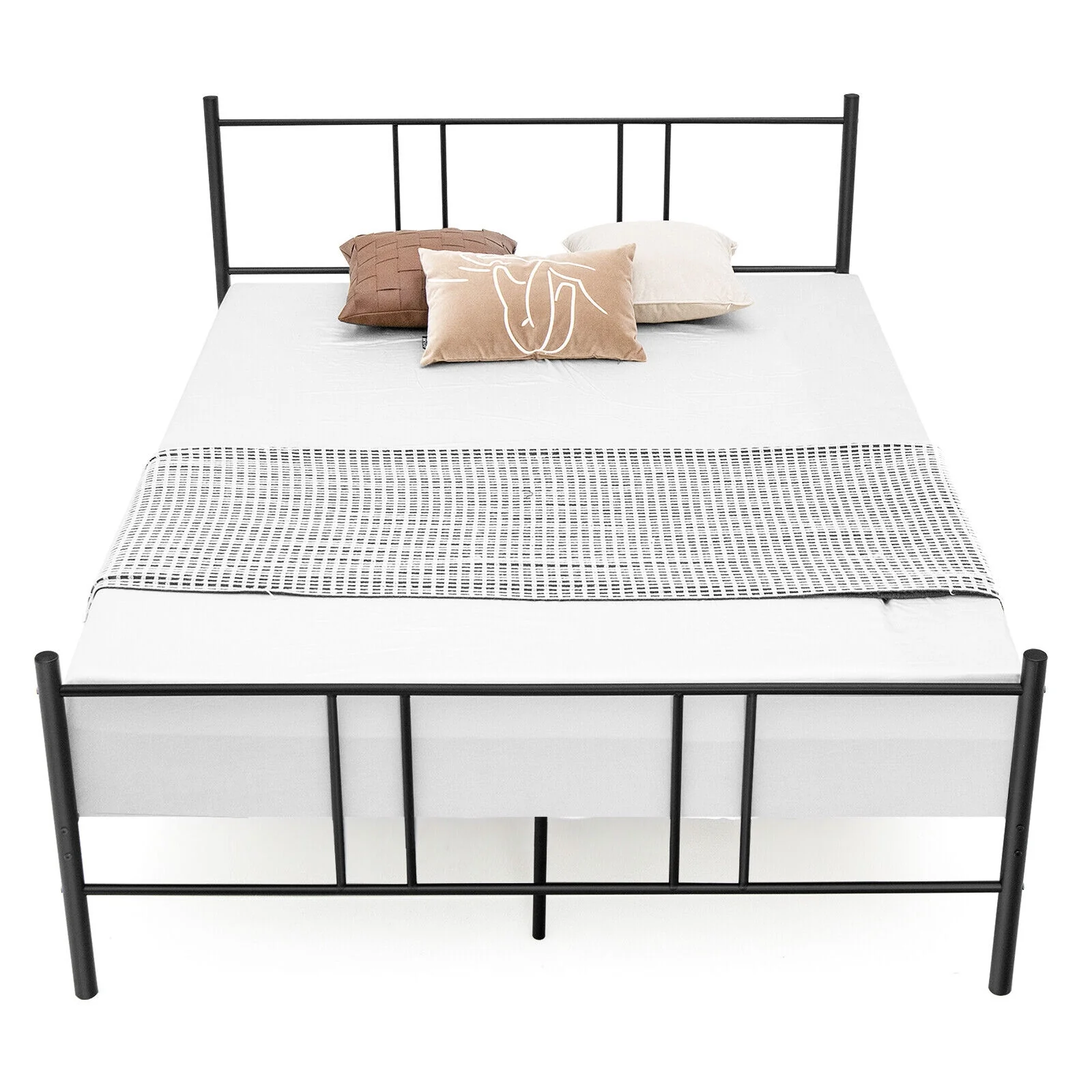 Queen Size Platform Bed Frame With High Headboard, Black - Image 9