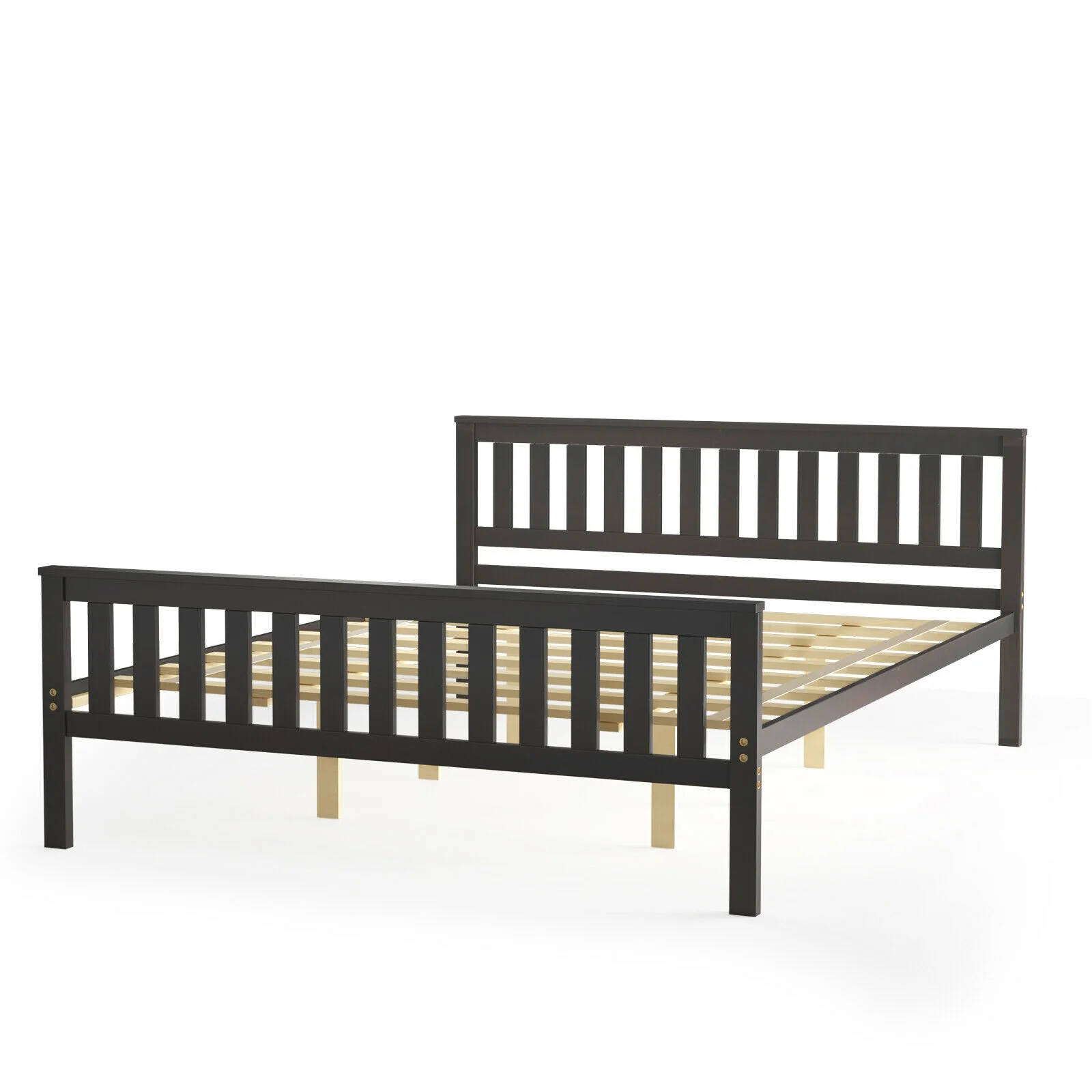 Queen Wood Platform Bed With Headboard, Espresso