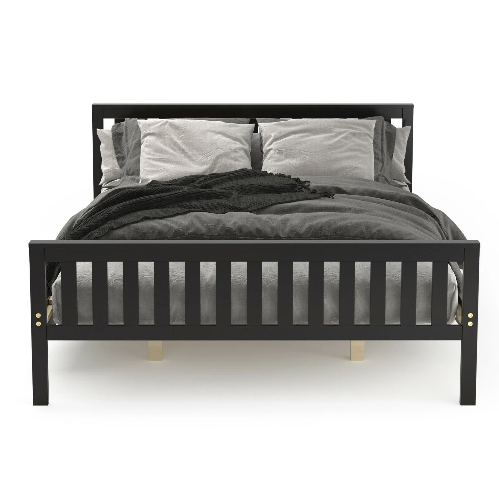 Queen Wood Platform Bed With Headboard, Espresso - Image 10