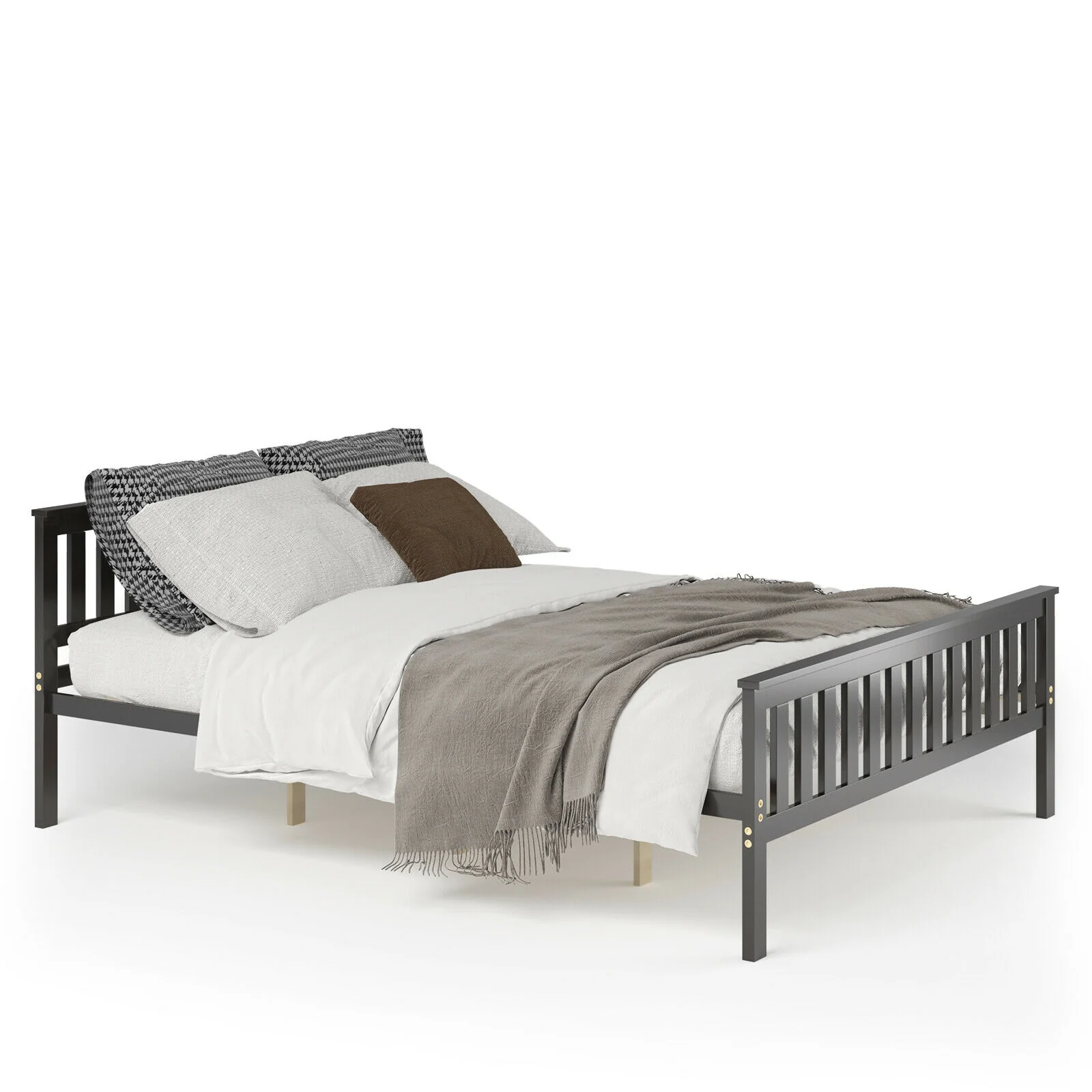 Queen Wood Platform Bed With Headboard, Espresso - Image 9
