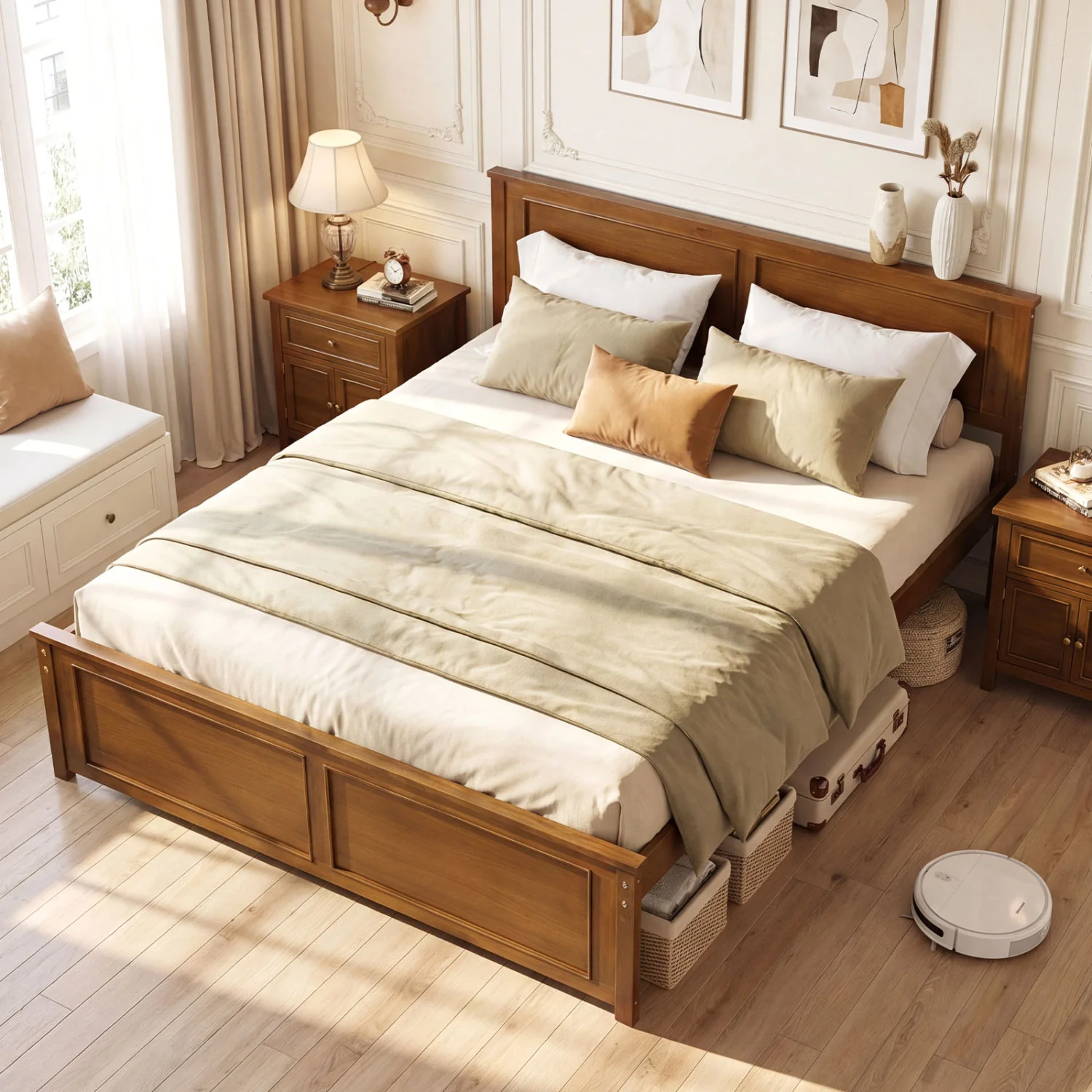 Queen Wooden Bed Frame With Headboard - Image 6