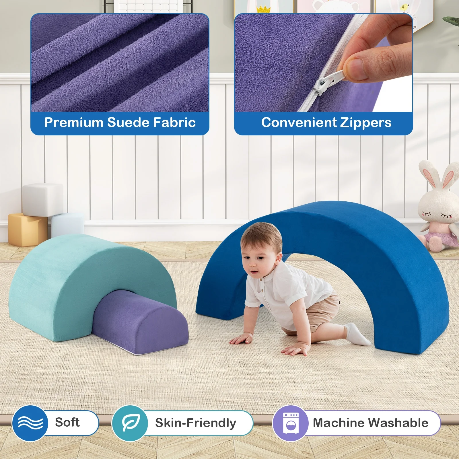 Rainbow Arc Climber Playset, Foam Climbing Blocks, Multicolor - Image 9