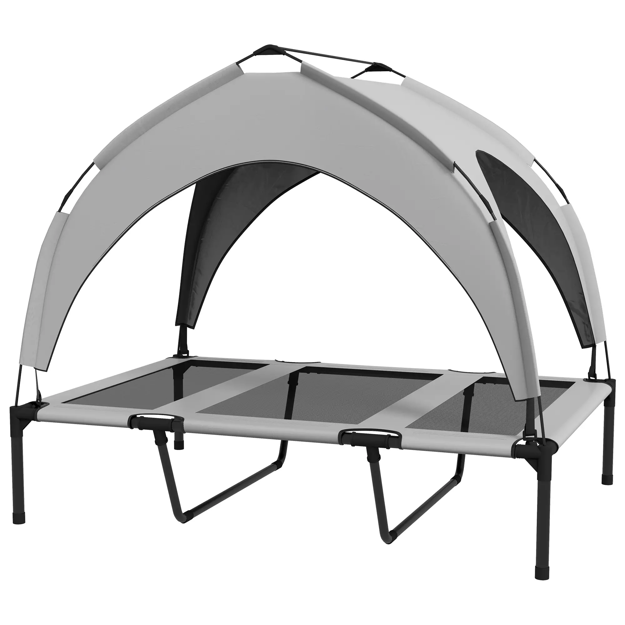 Raised Dog Bed With Canopy, Washable Mesh, Large, Light Grey