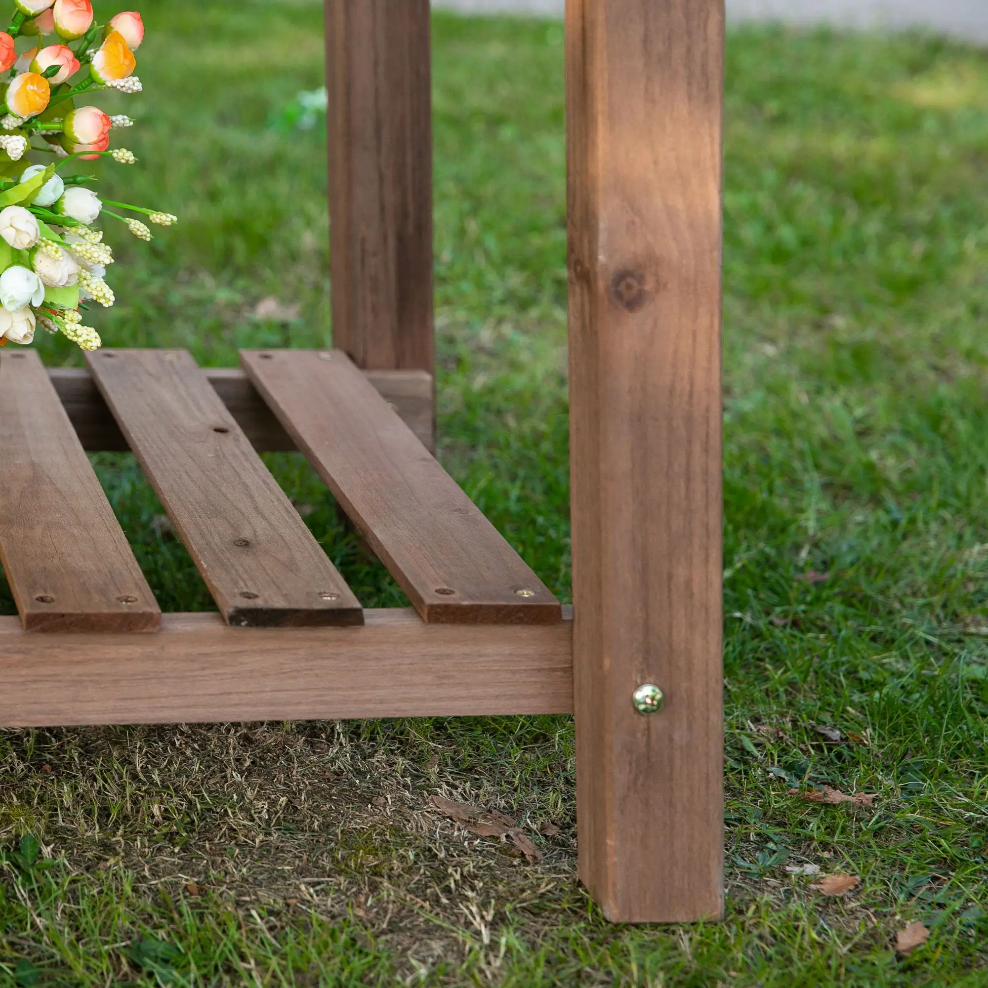 Raised Garden Bed, 8 Grids with Storage Shelf, Elevated Planter Box, Brown - Image 11