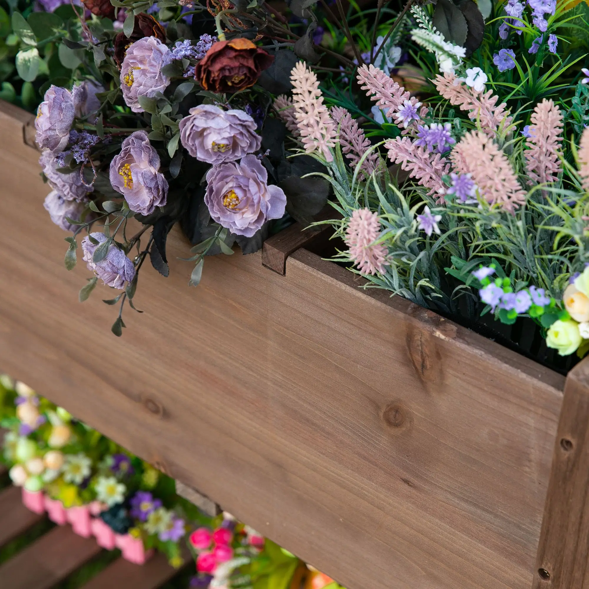 Raised Garden Bed, 8 Grids with Storage Shelf, Elevated Planter Box, Brown - Image 8