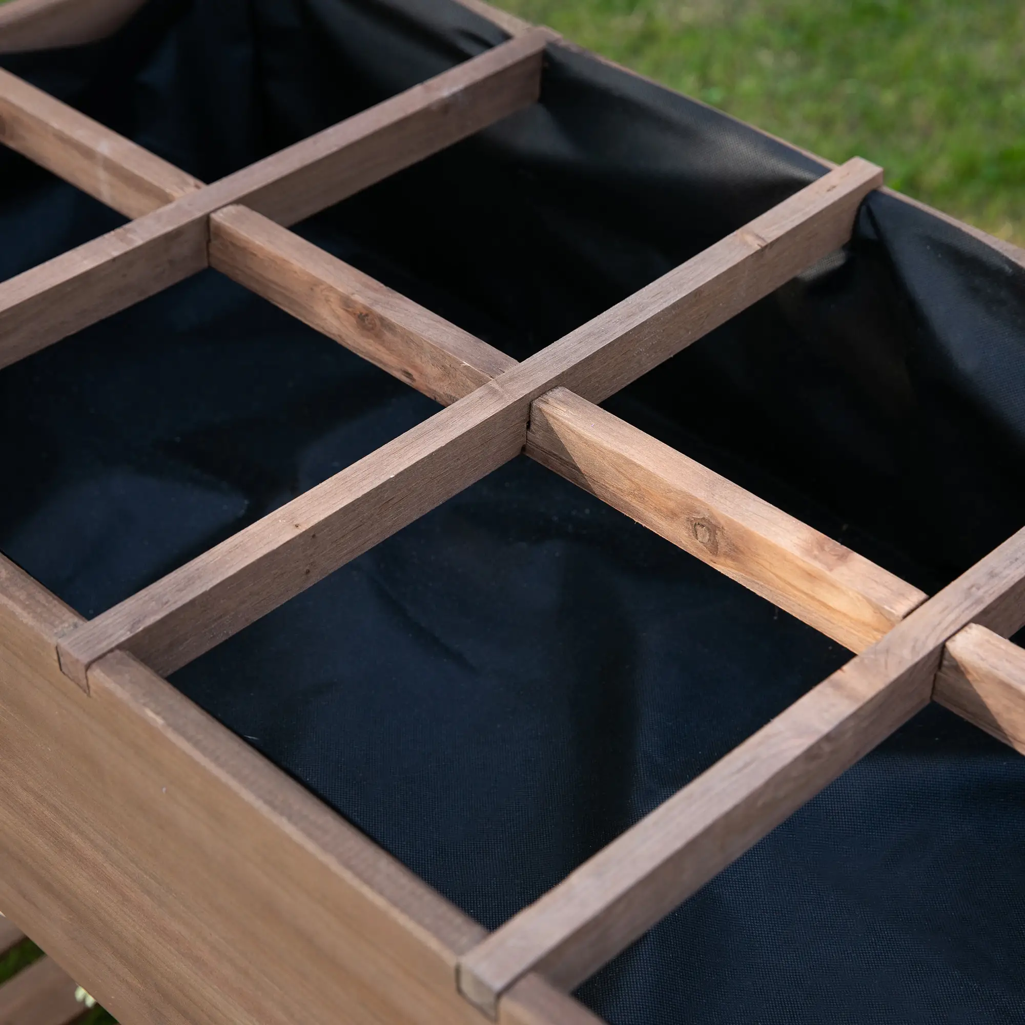 Raised Garden Bed, 8 Grids with Storage Shelf, Elevated Planter Box, Brown - Image 9