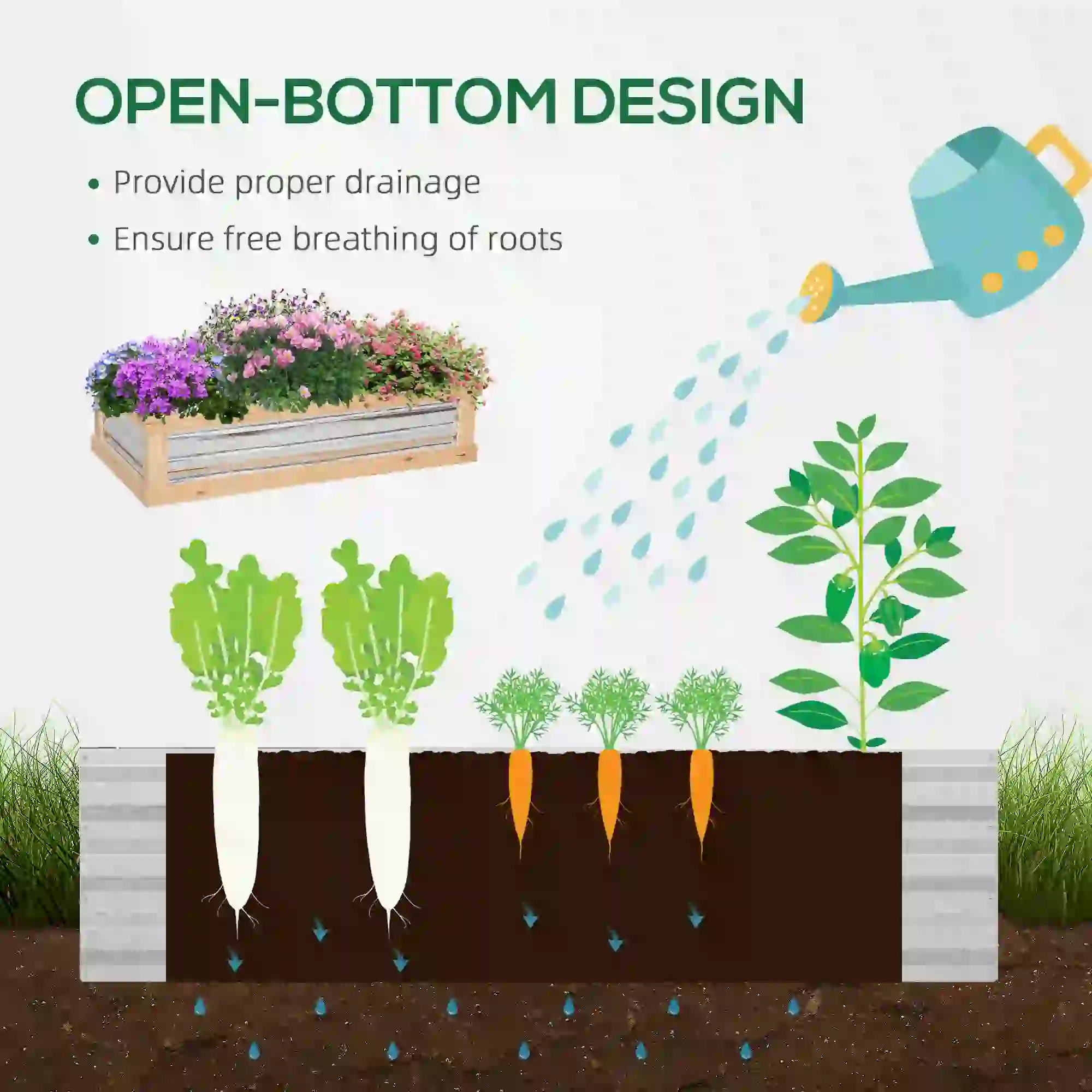 Raised Garden Bed Kit, Greenhouse Wooden Planter, 48" x 24" x 32", Natural - Image 5