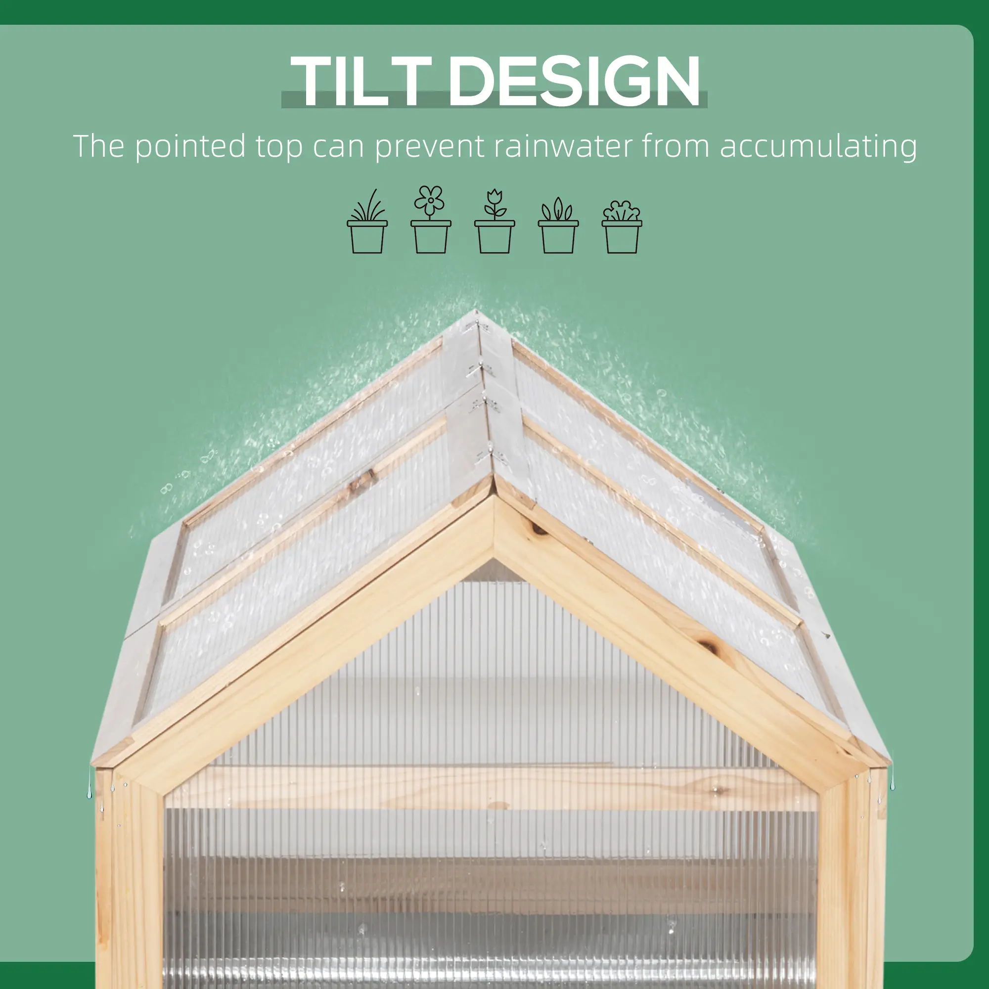 Raised Garden Bed Kit, Greenhouse Wooden Planter, 48" x 24" x 32", Natural - Image 9