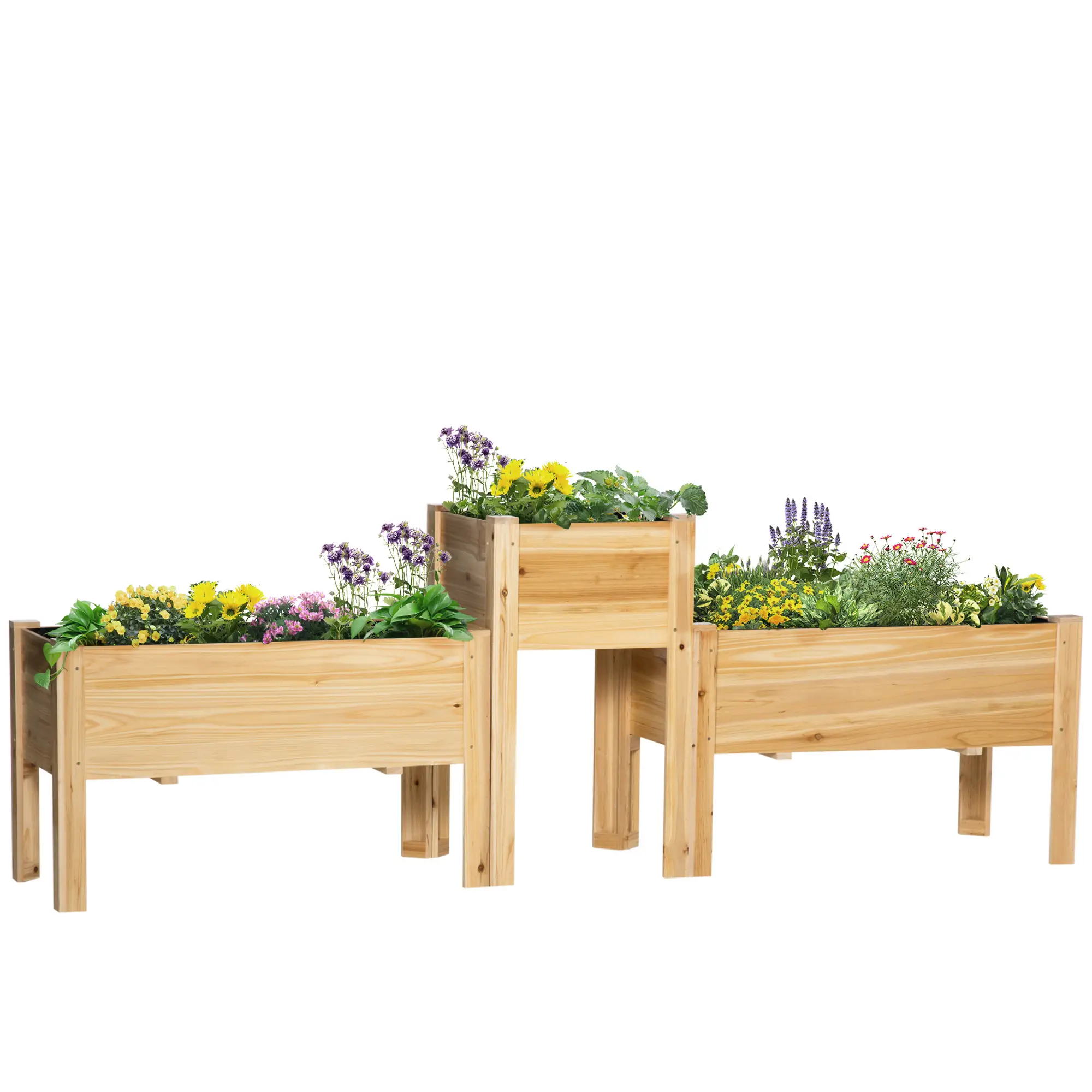 Raised Garden Bed Set of 3, Wood Planter Box, Outdoor Freestanding - Image 11
