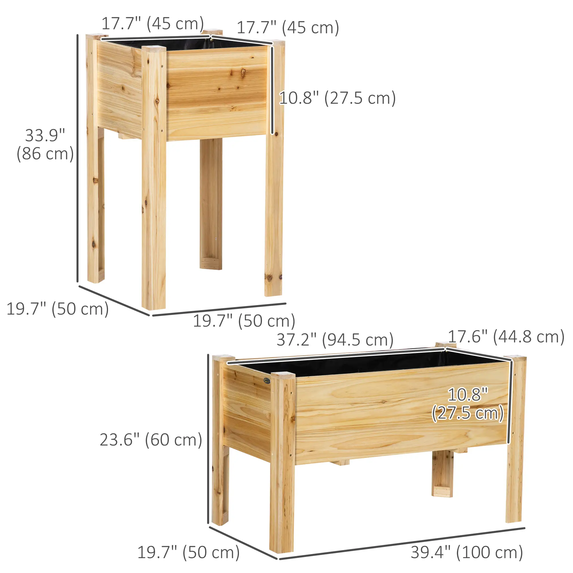 Raised Garden Bed Set of 3, Wood Planter Box, Outdoor Freestanding - Image 3