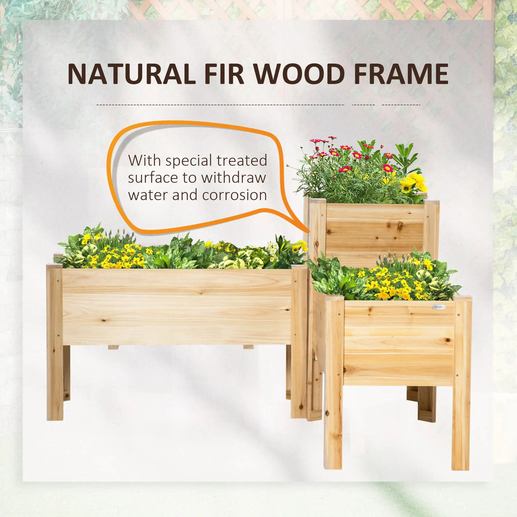 Raised Garden Bed Set of 3, Wood Planter Box, Outdoor Freestanding - Image 6