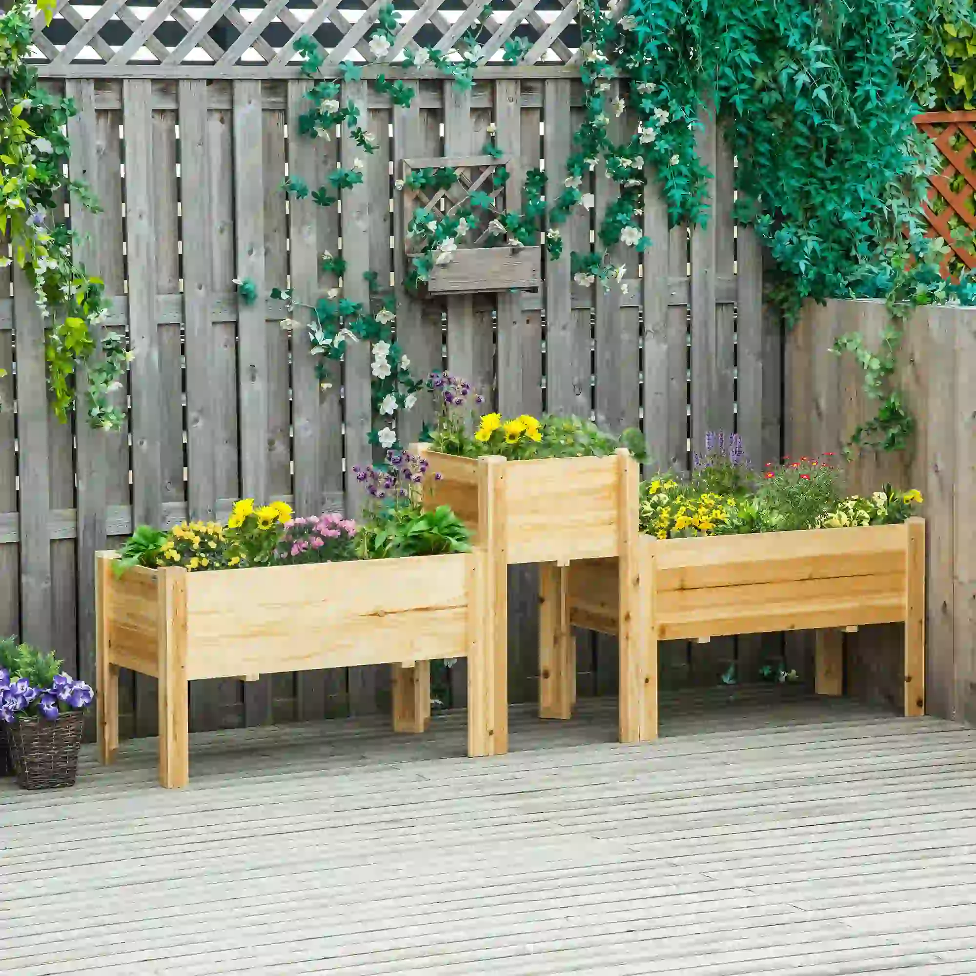 Raised Garden Bed Set of 3, Wood Planter Box, Outdoor Freestanding - Image 8