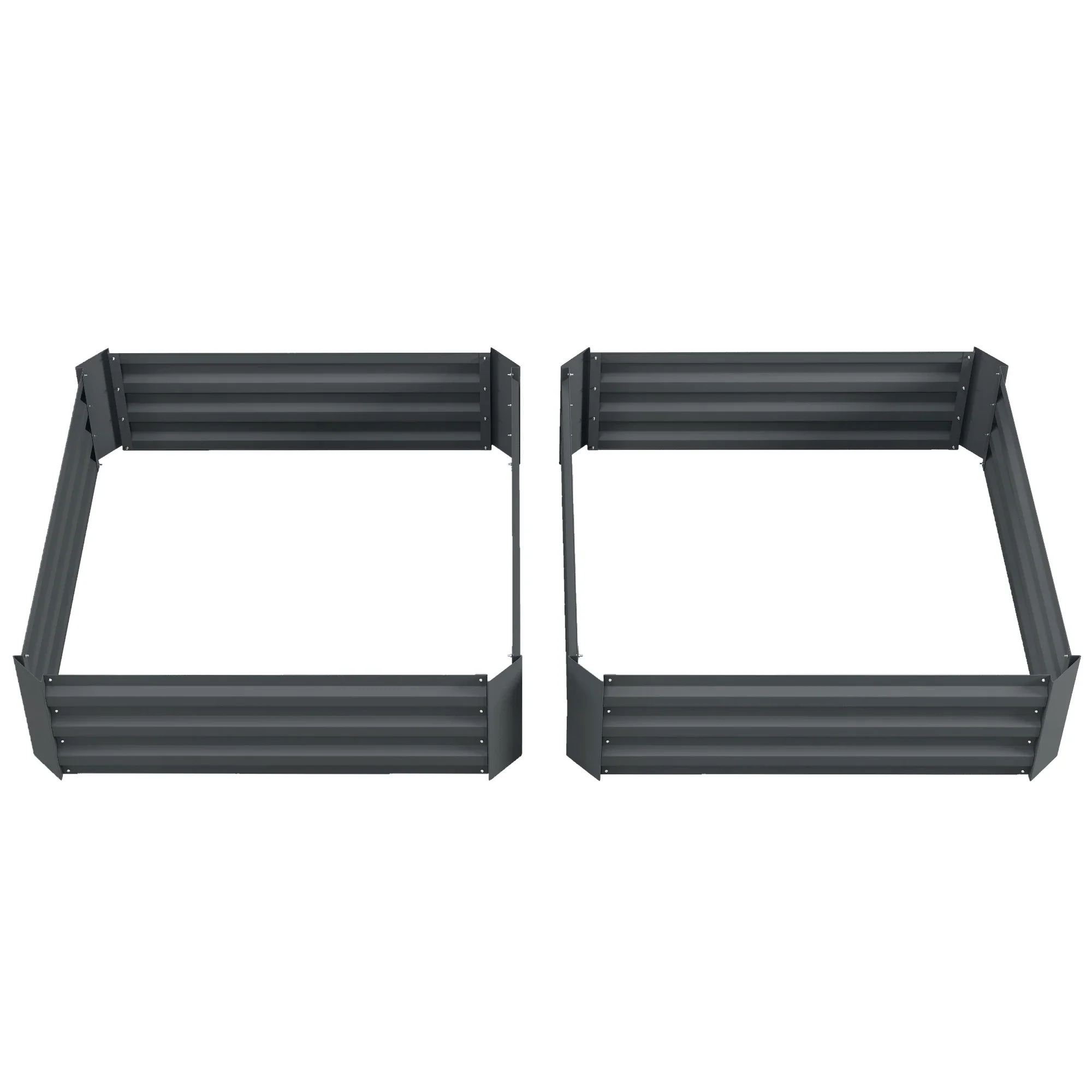 Raised Garden Bed Set, Steel Elevated Planter Box, 39"x39"x12", Dark Grey