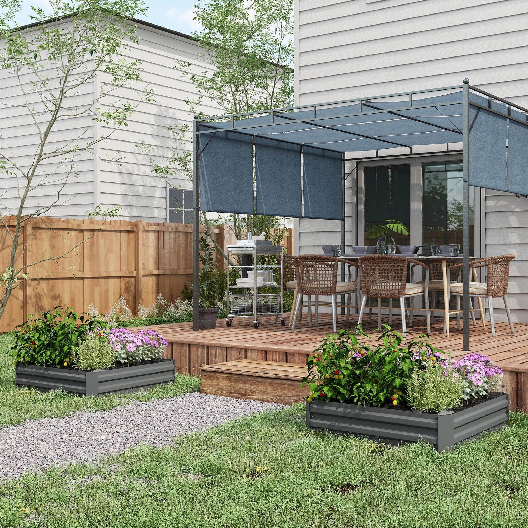 Raised Garden Bed Set, Steel Elevated Planter Box, 39"x39"x12", Dark Grey - Image 8
