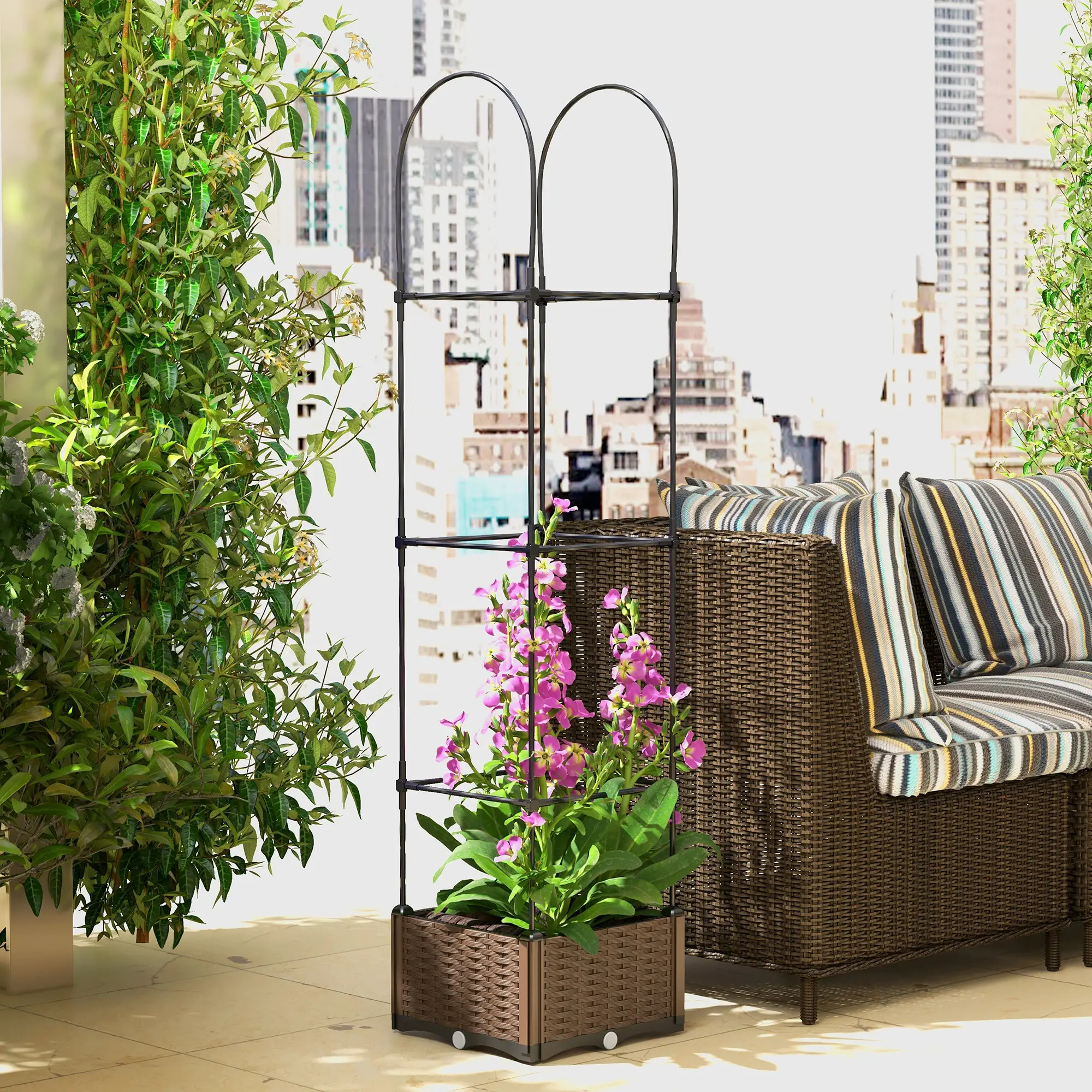 Raised Garden Bed, Tomato Planter Cage, Plastic Box with Trellis, Self-Watering, Drainage Holes - Image 8