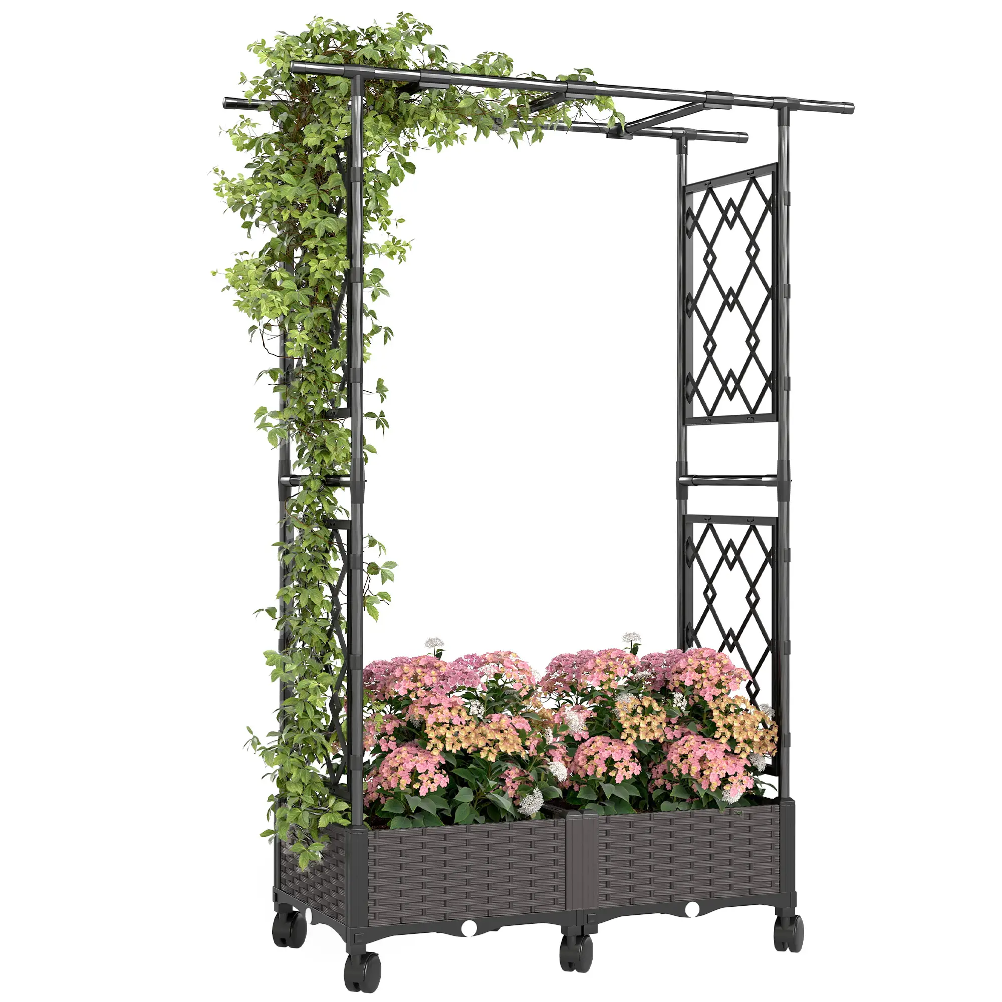Raised Garden Bed With Arch Trellis, On Wheels, For Climbing Plants - Image 11