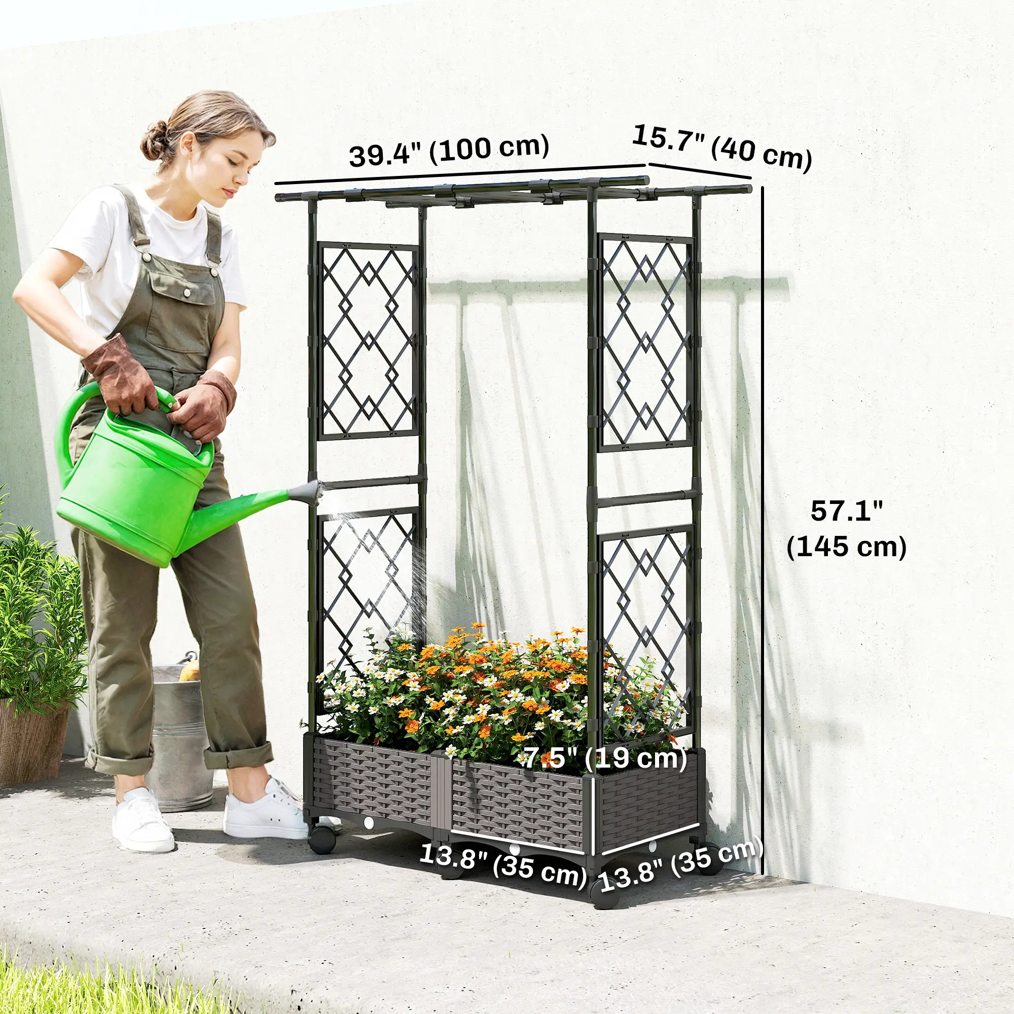 Raised Garden Bed With Arch Trellis, On Wheels, For Climbing Plants - Image 3