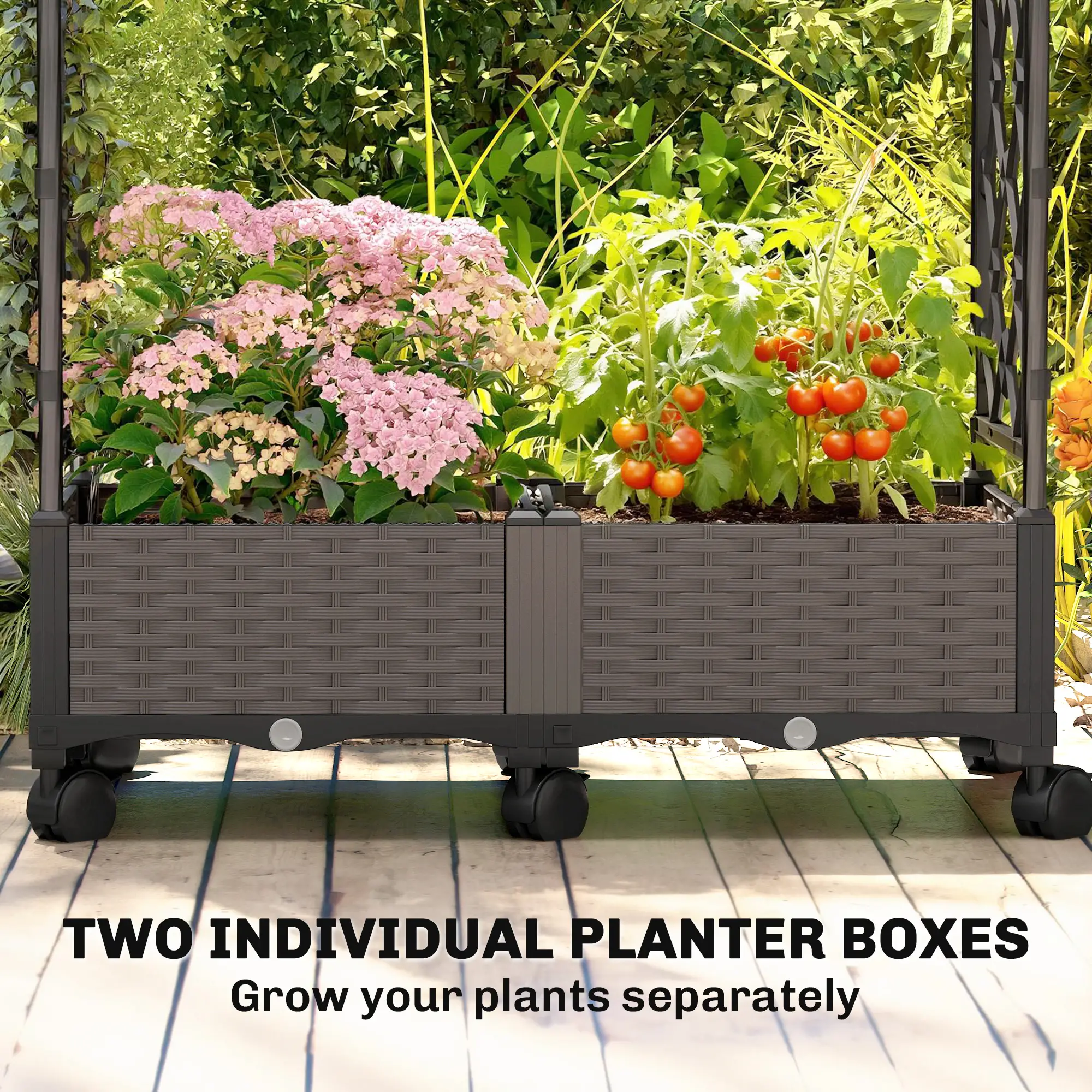 Raised Garden Bed With Arch Trellis, On Wheels, For Climbing Plants - Image 5