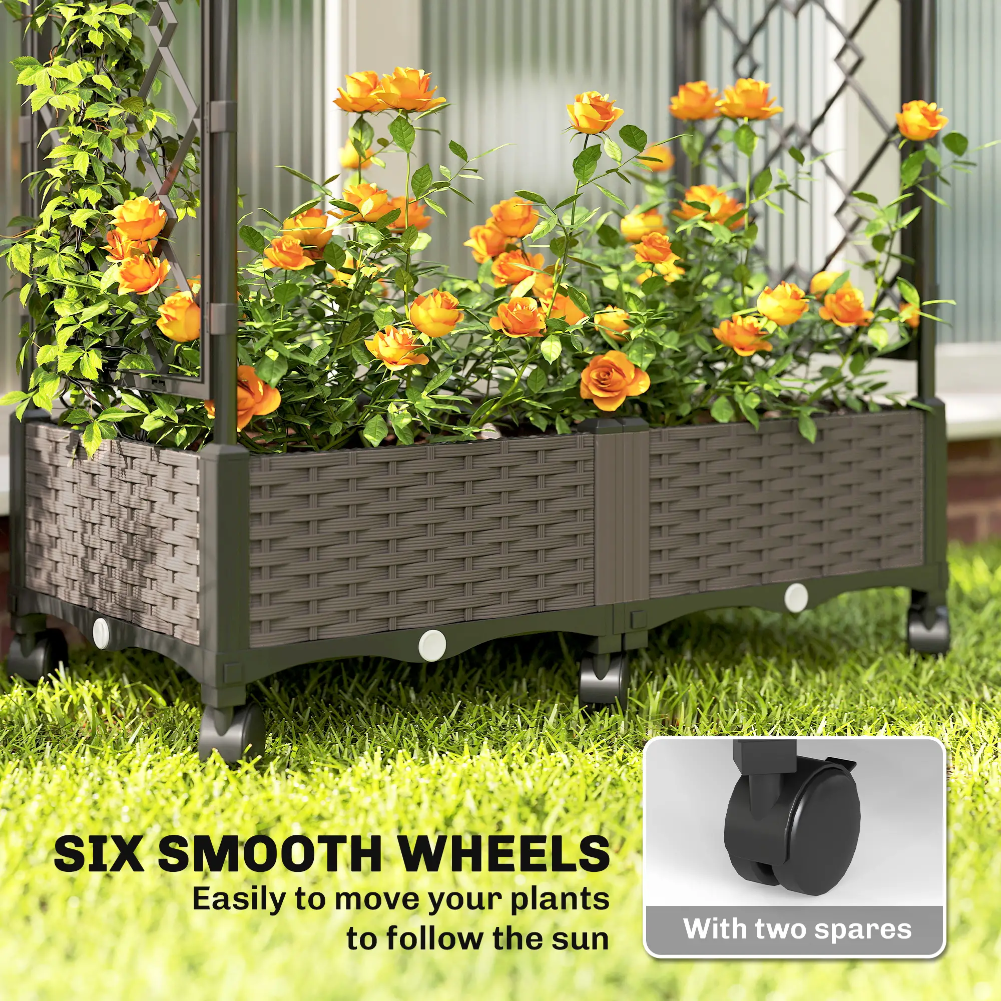 Raised Garden Bed With Arch Trellis, On Wheels, For Climbing Plants - Image 6