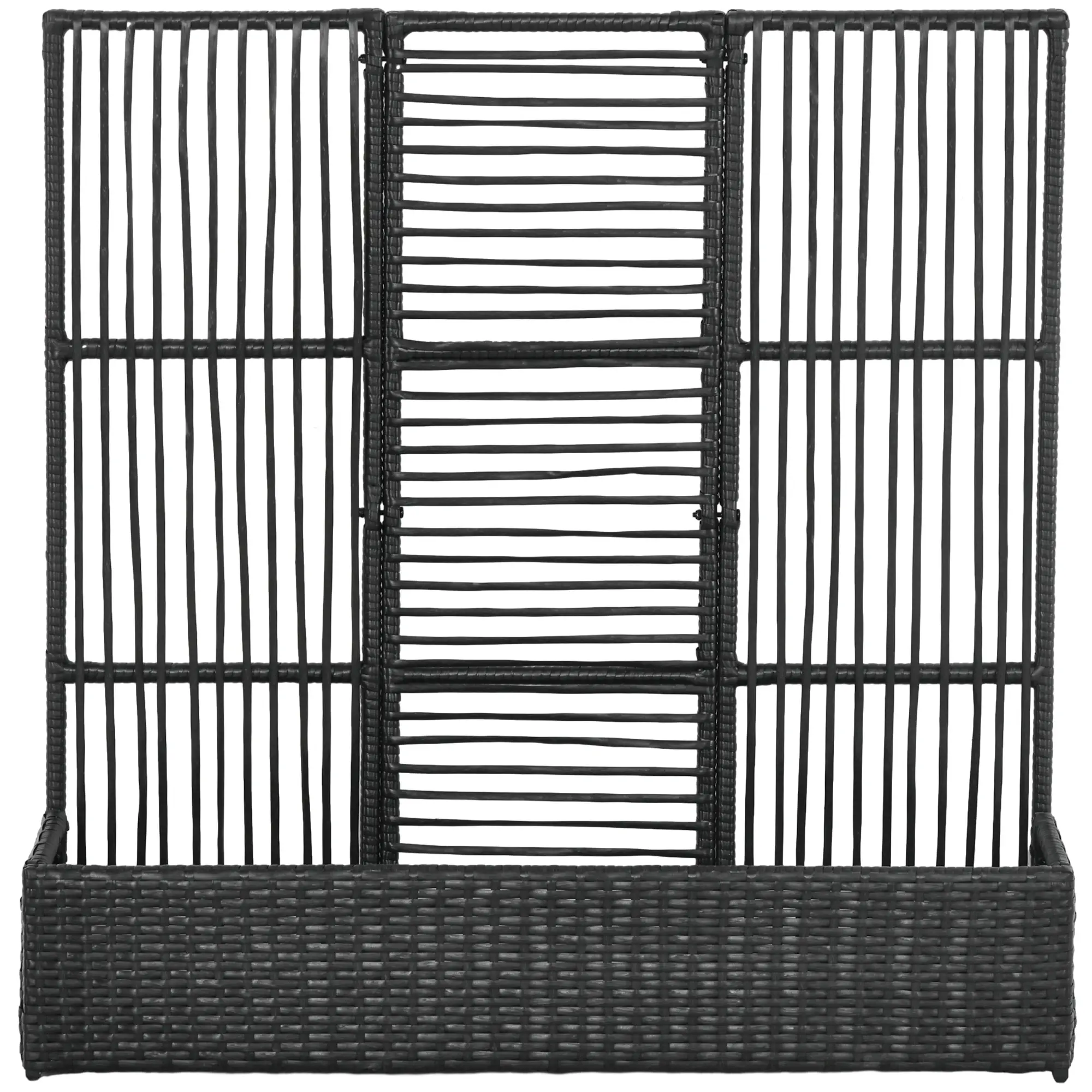 Raised Garden Bed with Lattice Trellis, Rattan Planter with Storage, Black