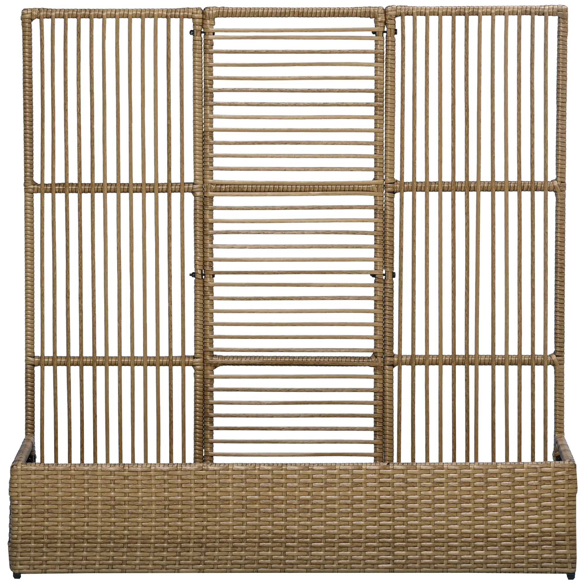 Raised Garden Bed with Lattice Trellis, Rattan Planter with Storage, Sand Brown